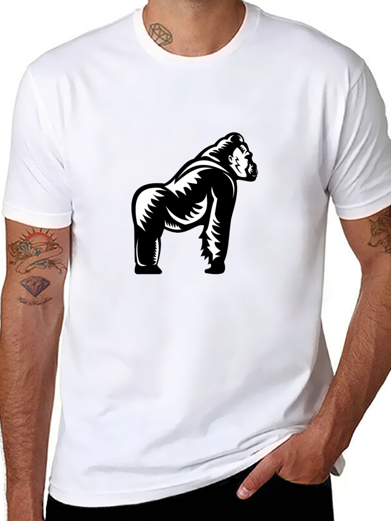 Gorilla Graphic Tee - Stylish Black Cotton T-Shirt