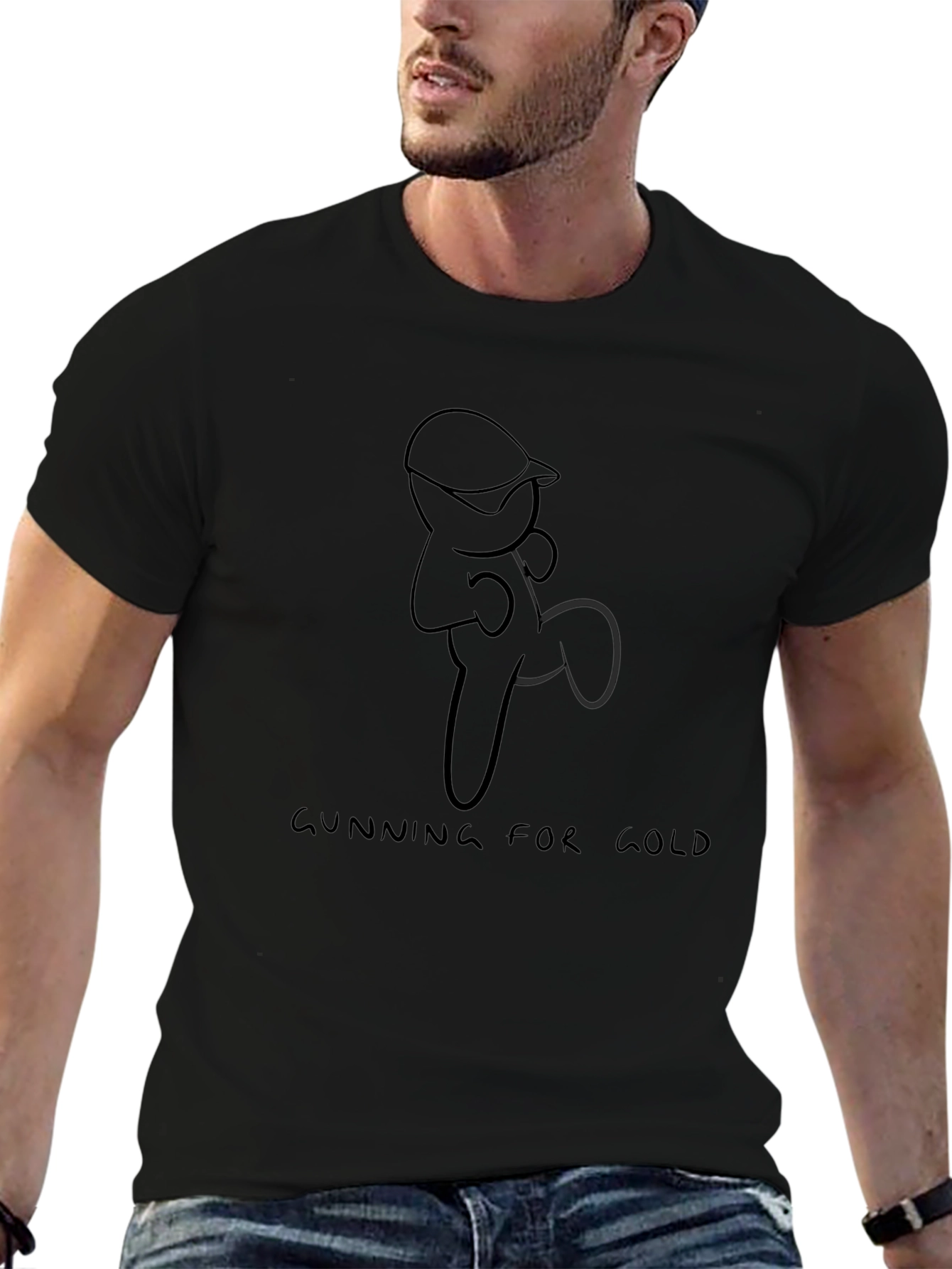 Gunning for Gold Black Tee - Unique Design