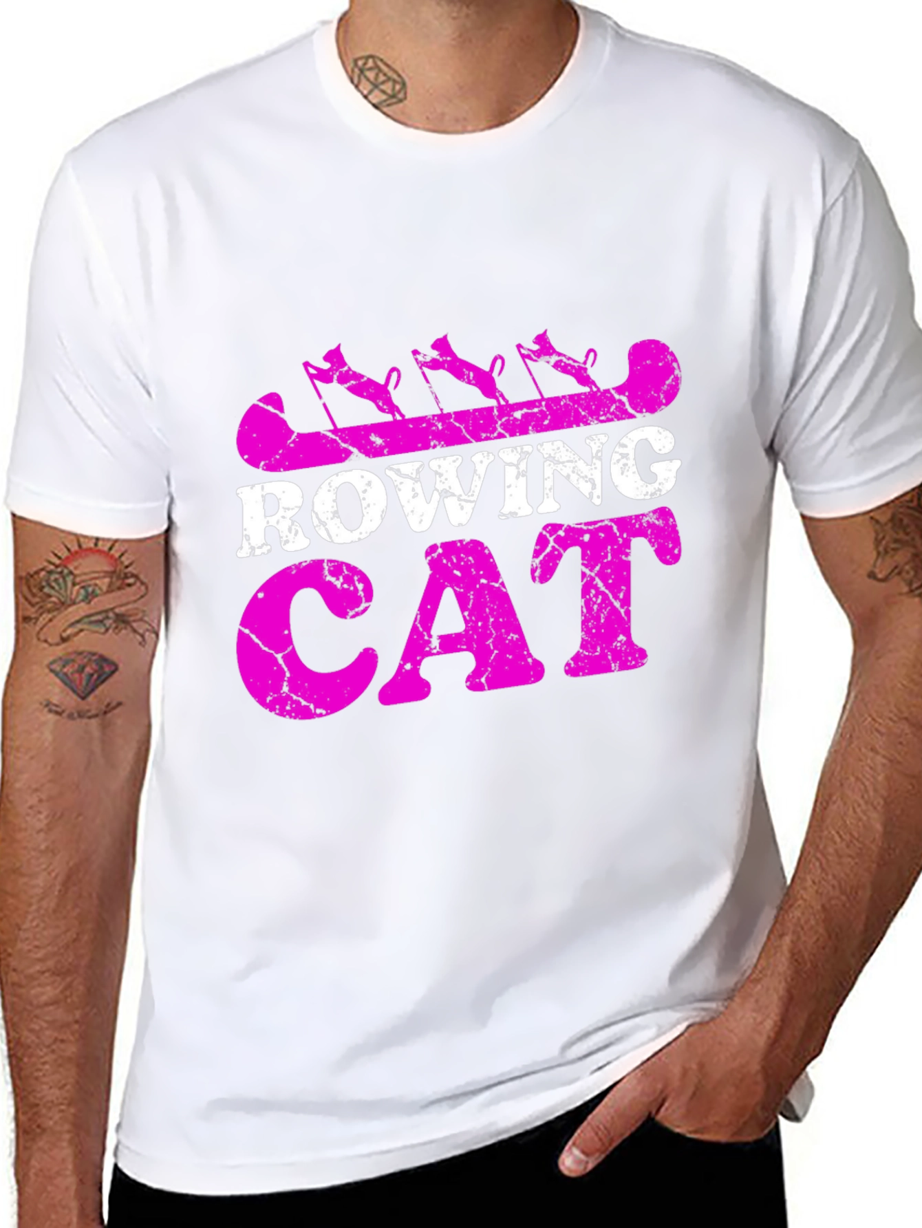 Rowing Cat Graphic T-Shirt