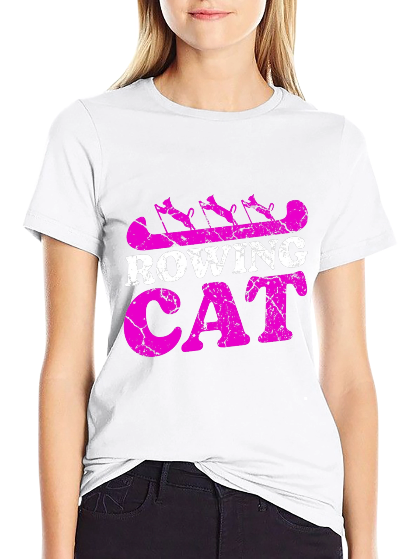 Rowing Cat Graphic T-Shirt