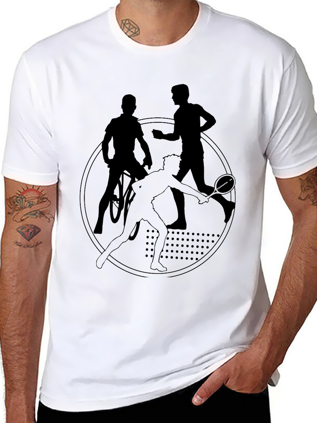Triathlon Sport Silhouette Black T-Shirt