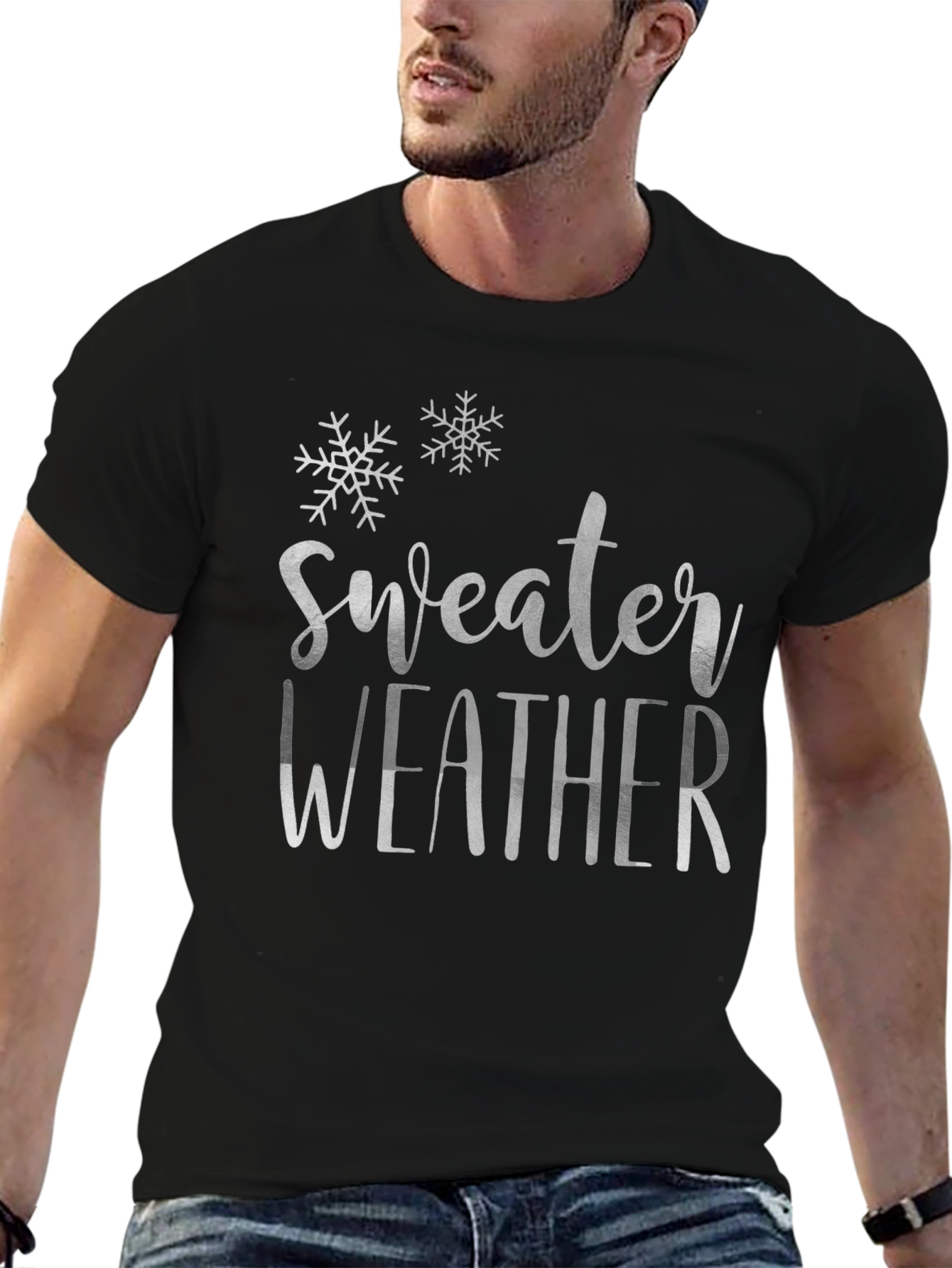 Sweater Weather Graphic Tee - Black Cotton Shirt