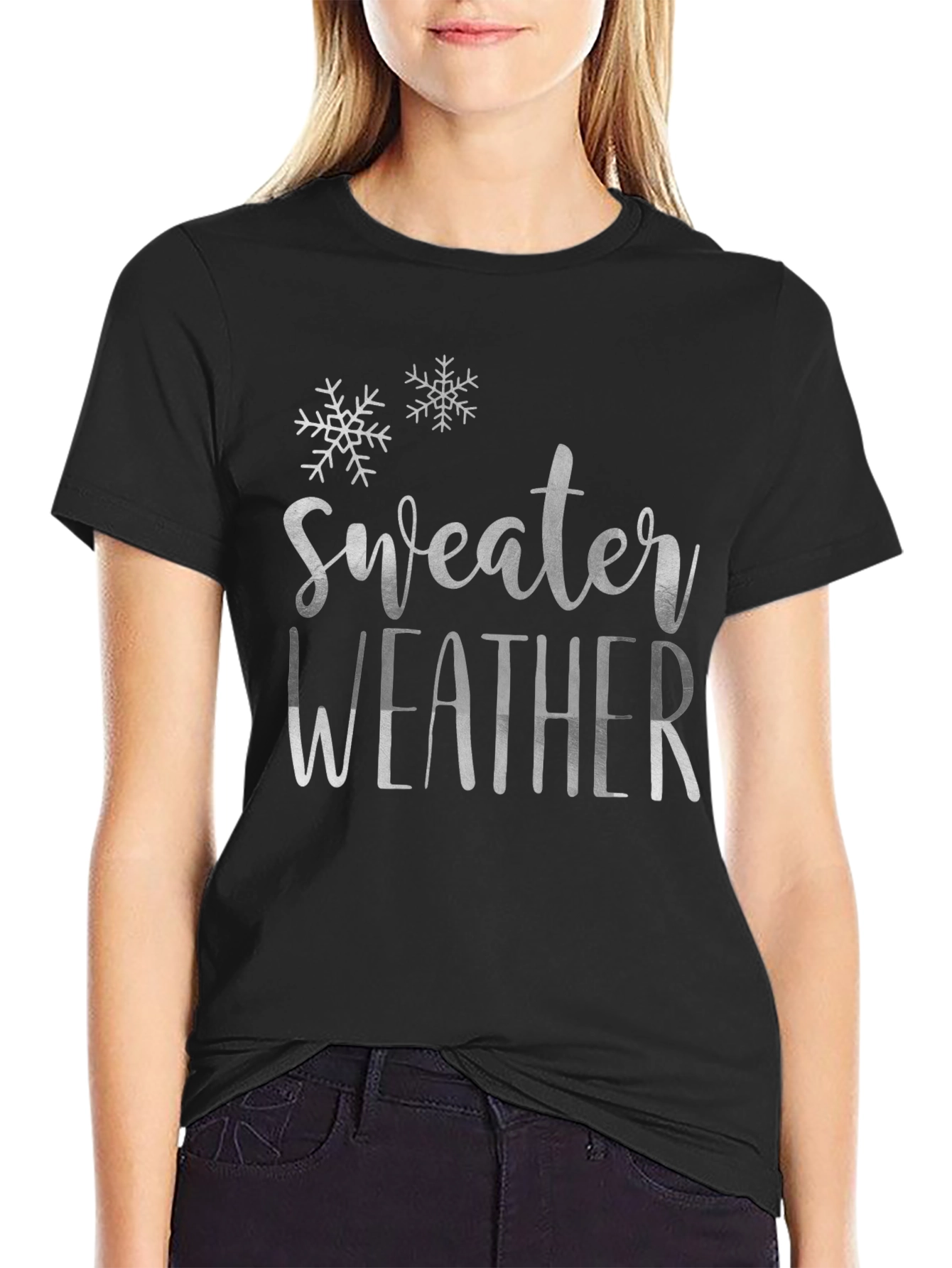 Sweater Weather Graphic Tee - Black Cotton Shirt