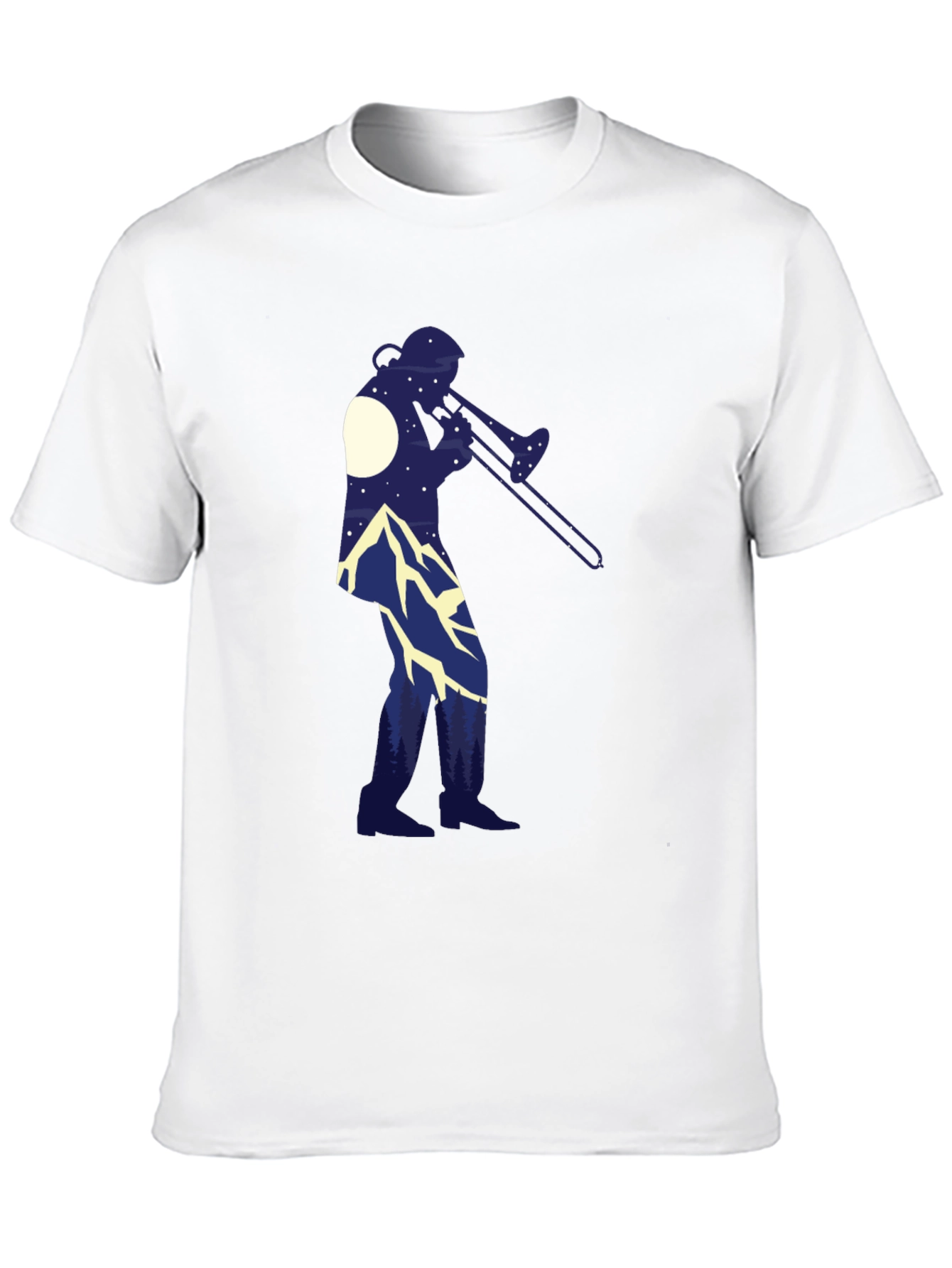 Trombone Player Mountain Scene Black Tee