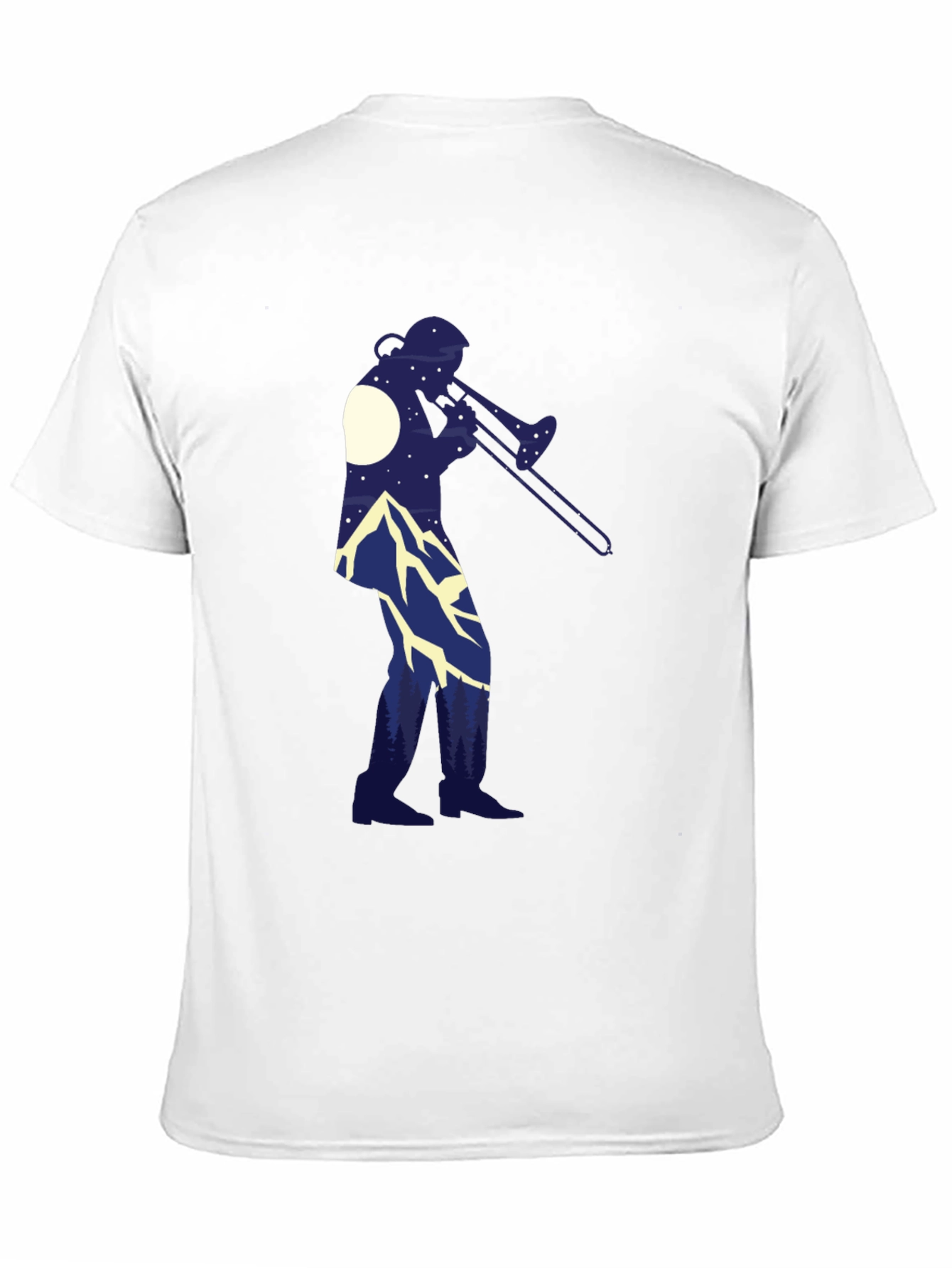Trombone Player Mountain Scene Black Tee