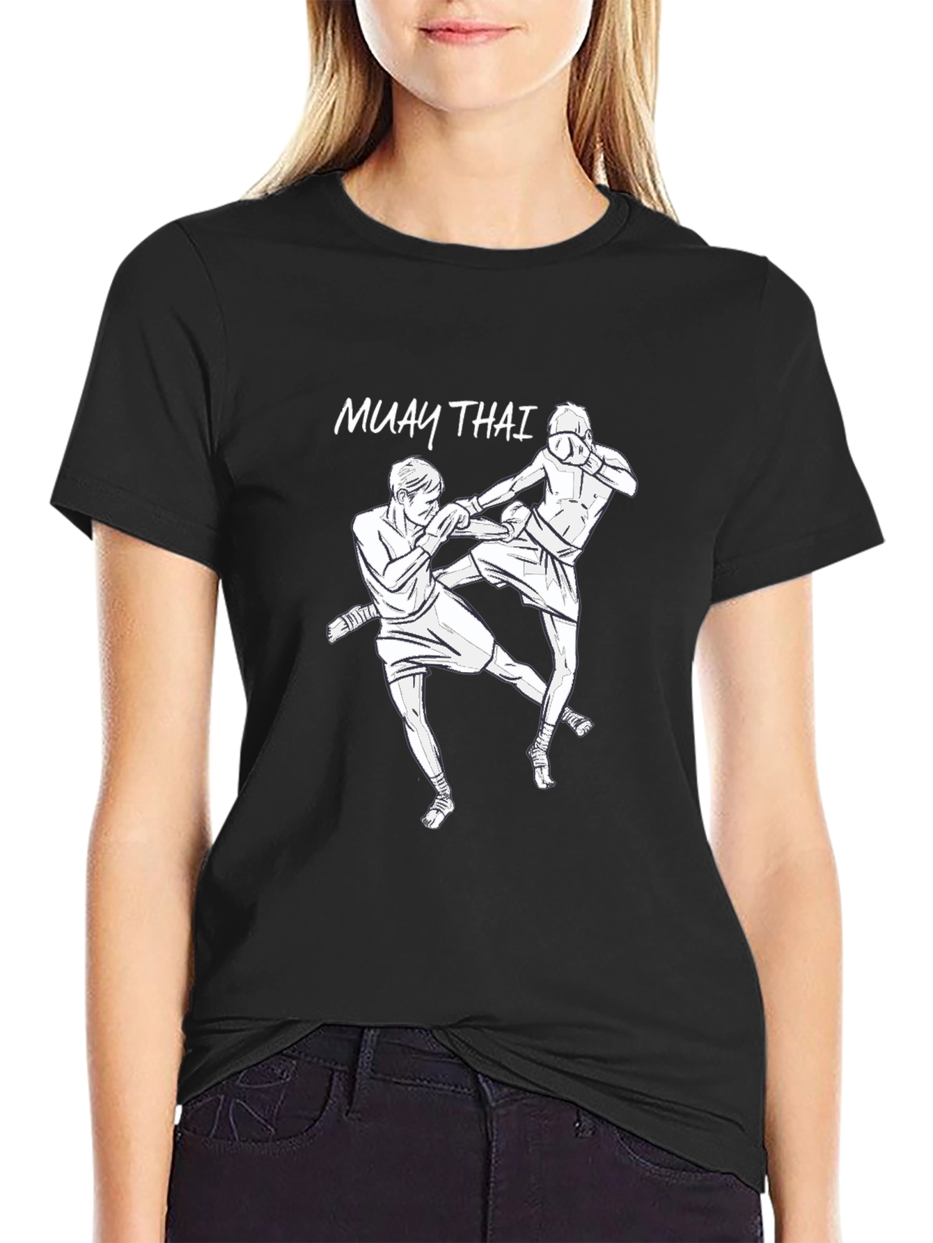 Muay Thai T-Shirt Black Tee Boxing Graphic Top