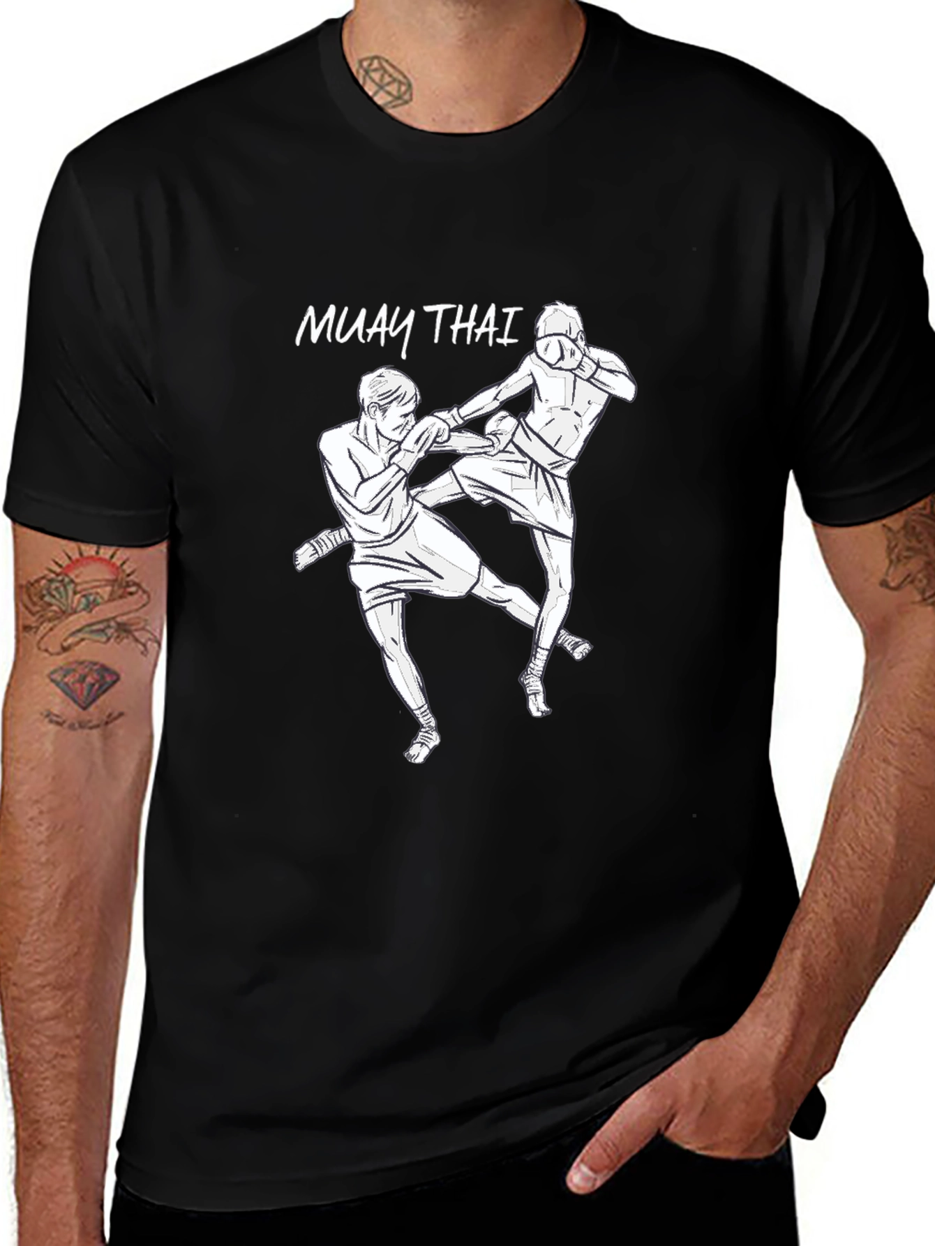 Muay Thai T-Shirt Black Tee Boxing Graphic Top