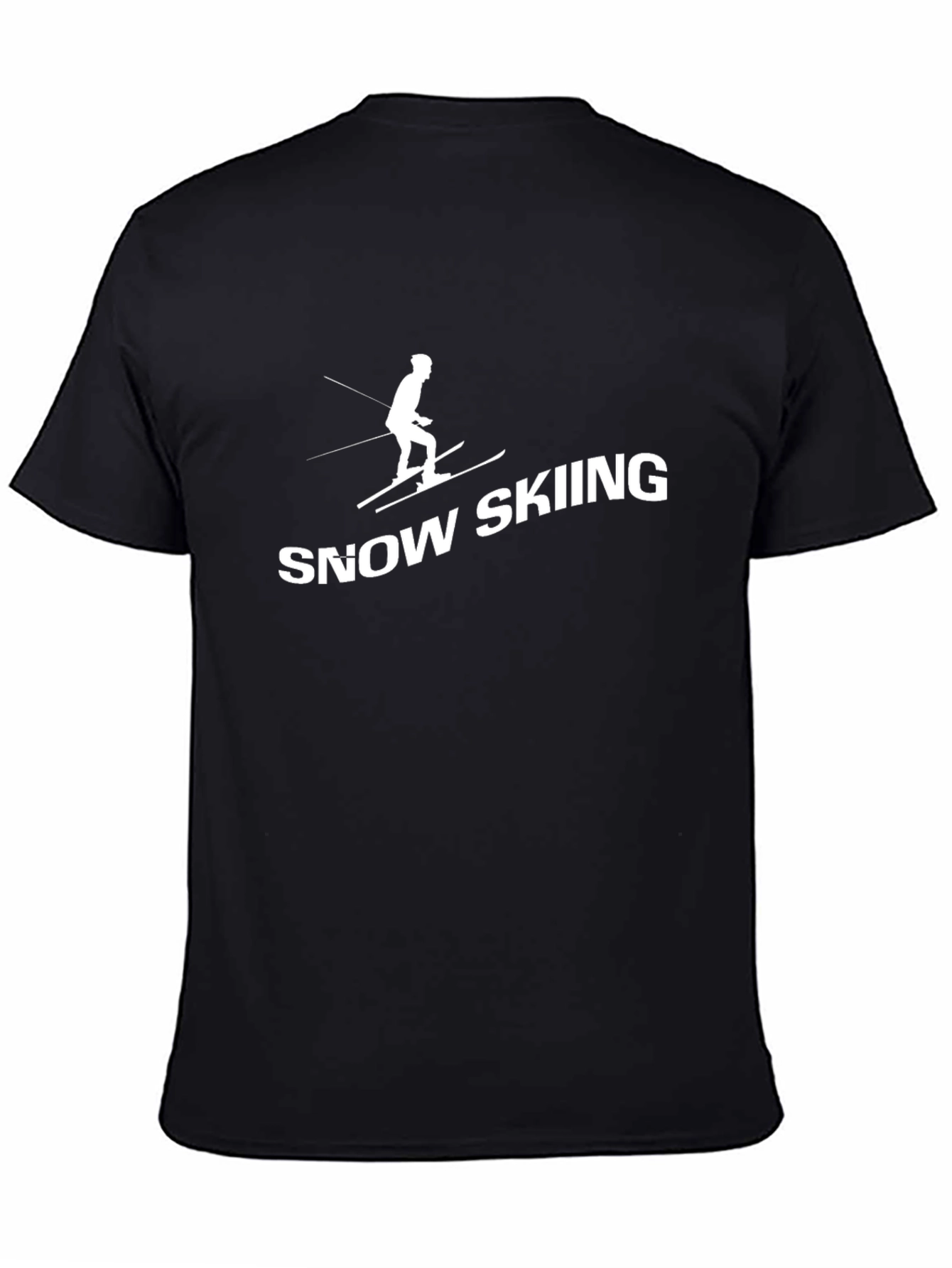Snow Skiing Graphic Tee - Black Cotton T-Shirt