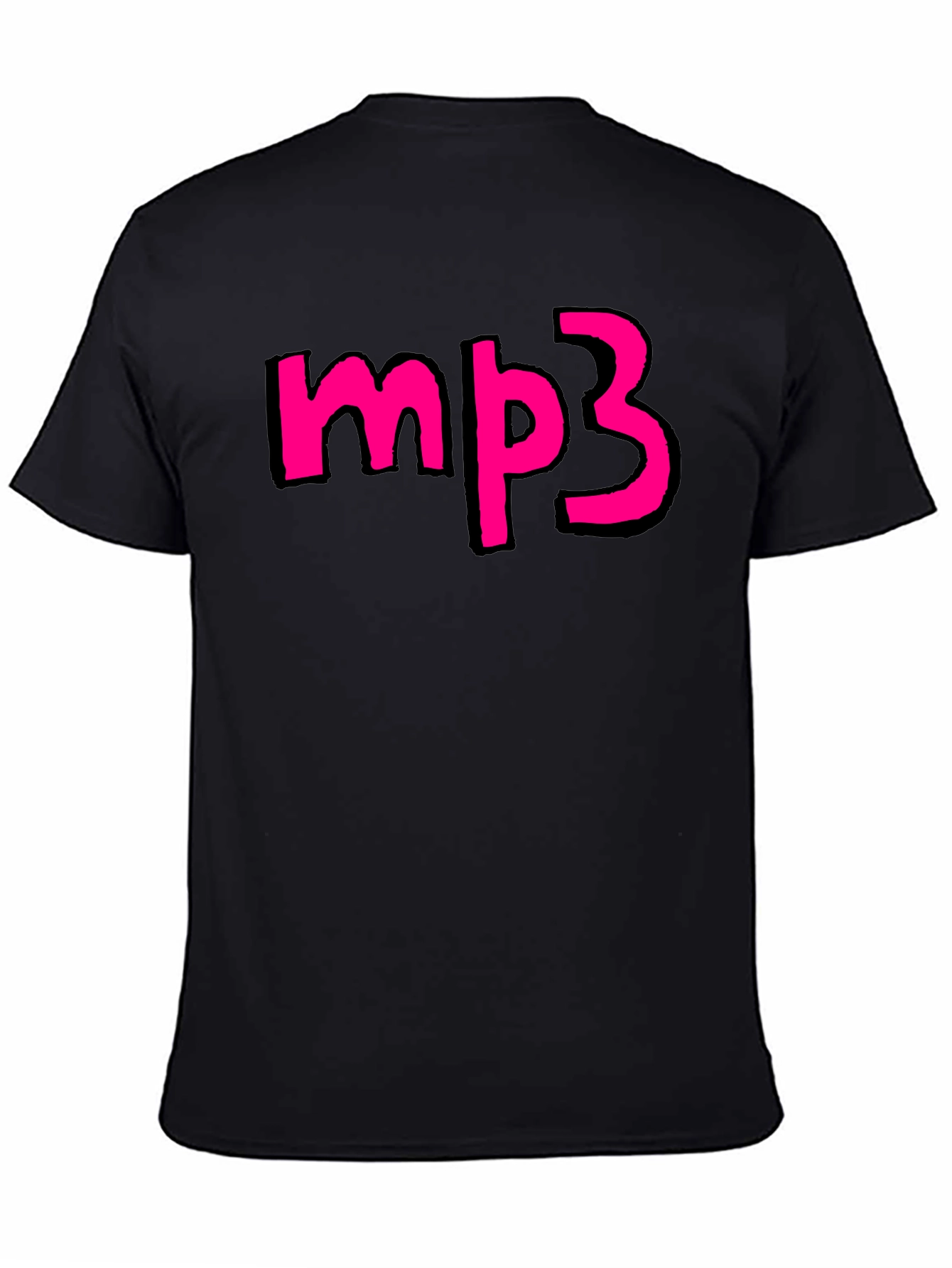 Mens Black T-shirt with Pink mp3 Graphic