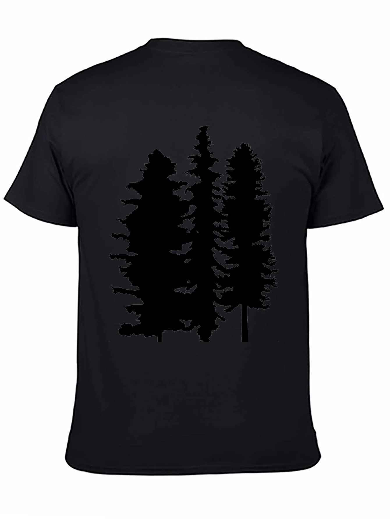 Mens Black T-Shirt with Pine Tree Graphic