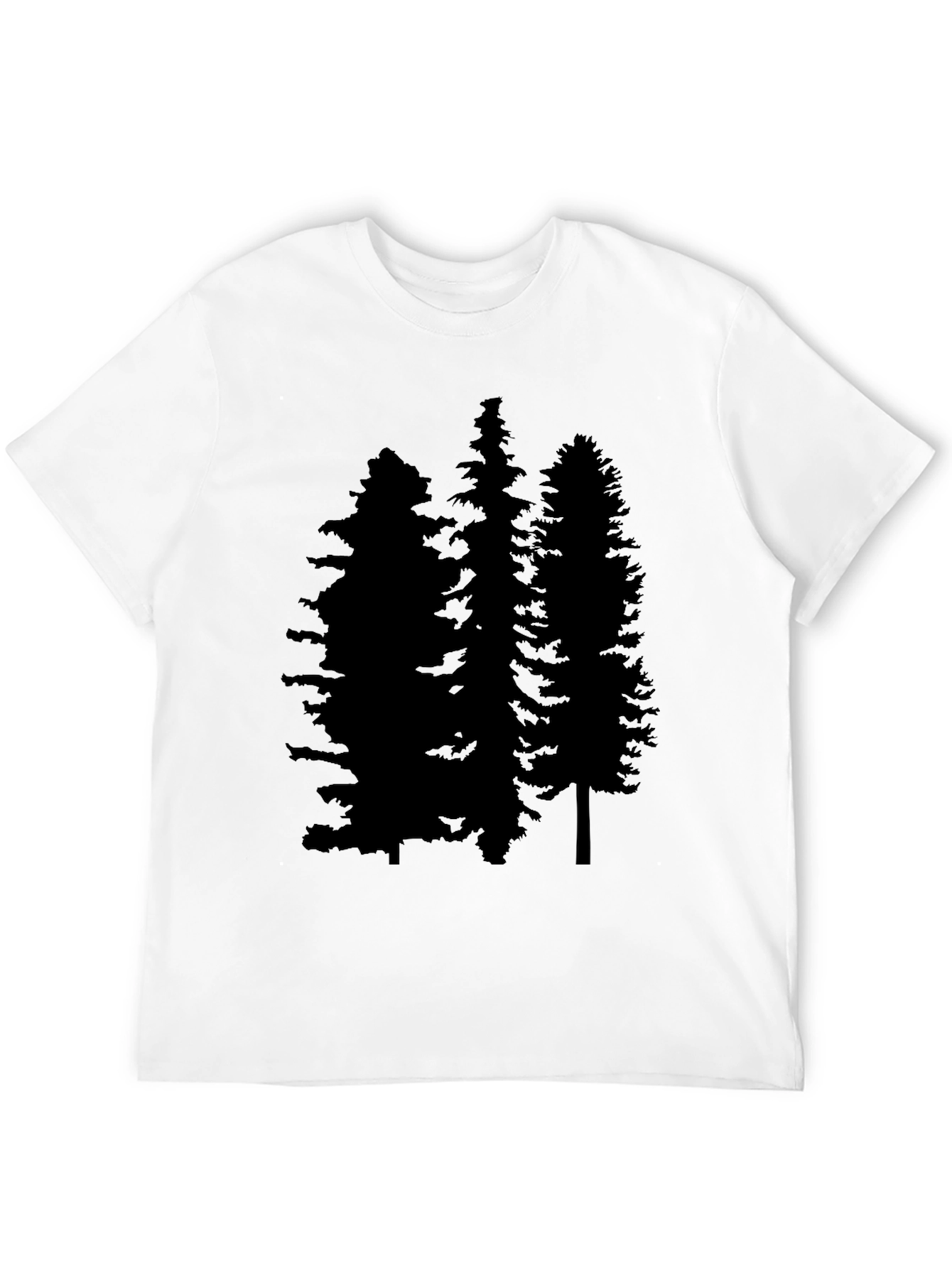 Mens Black T-Shirt with Pine Tree Graphic