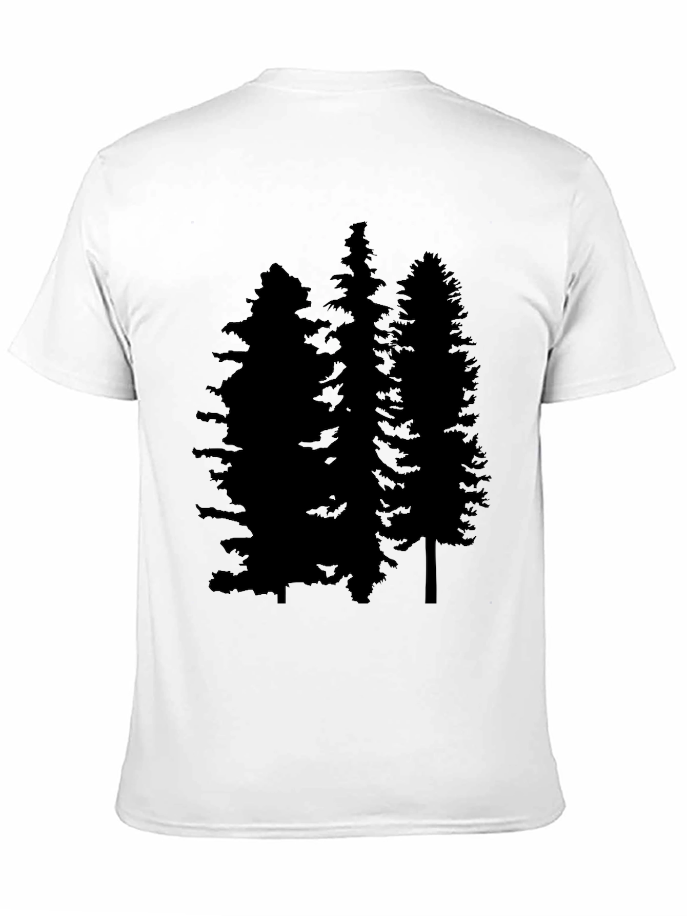 Mens Black T-Shirt with Pine Tree Graphic