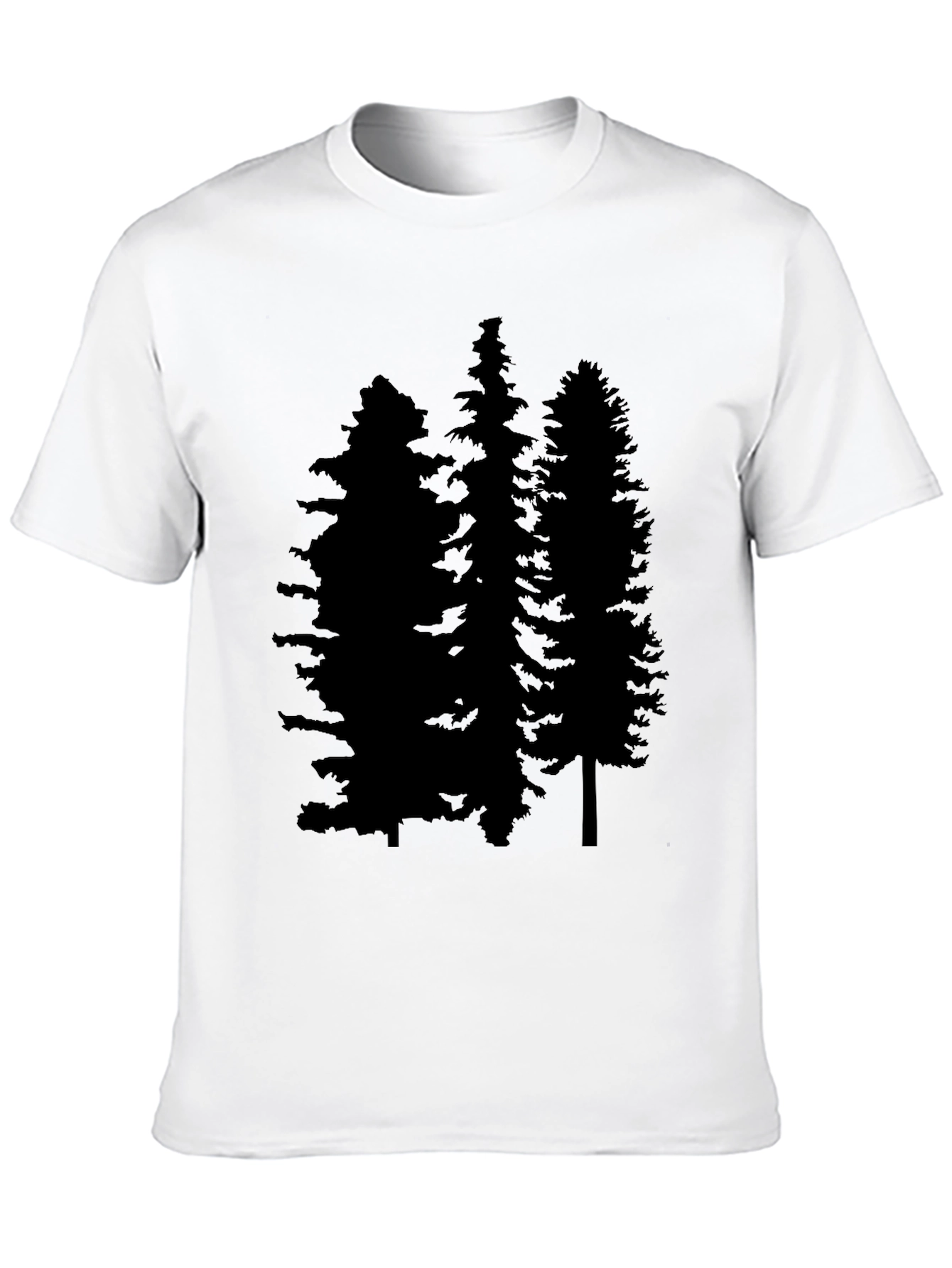 Mens Black T-Shirt with Pine Tree Graphic