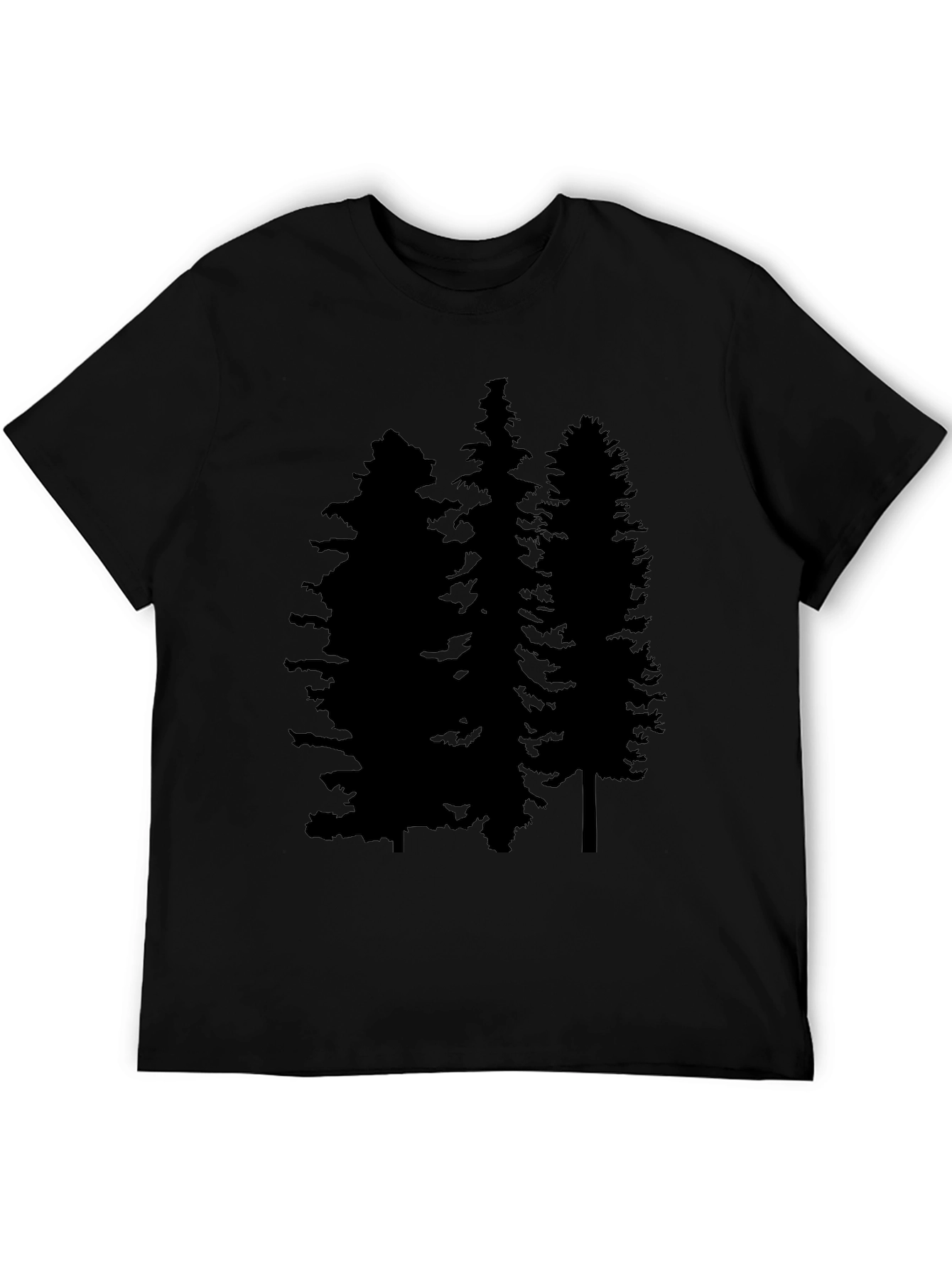 Mens Black T-Shirt with Pine Tree Graphic