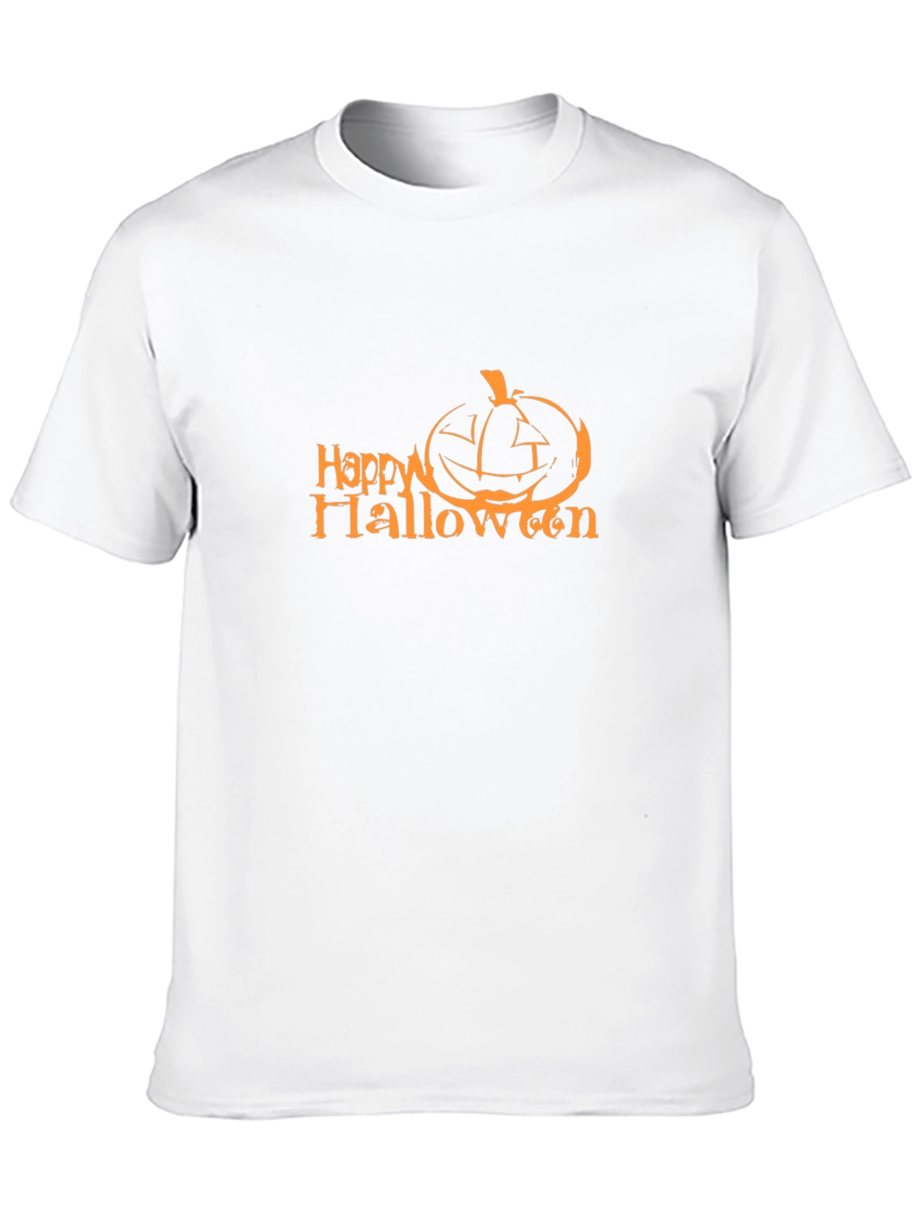 Happy Halloween Pumpkin Graphic Tee - Black Cotton Blend