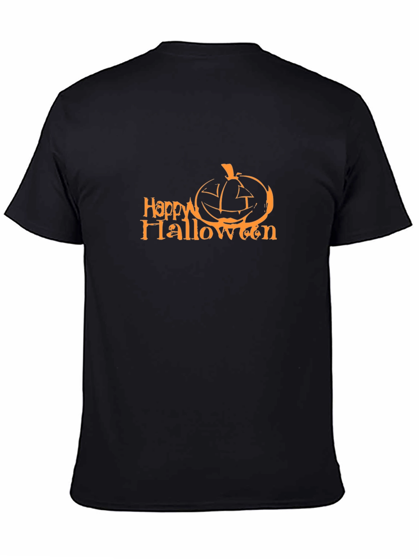 Happy Halloween Pumpkin Graphic Tee - Black Cotton Blend