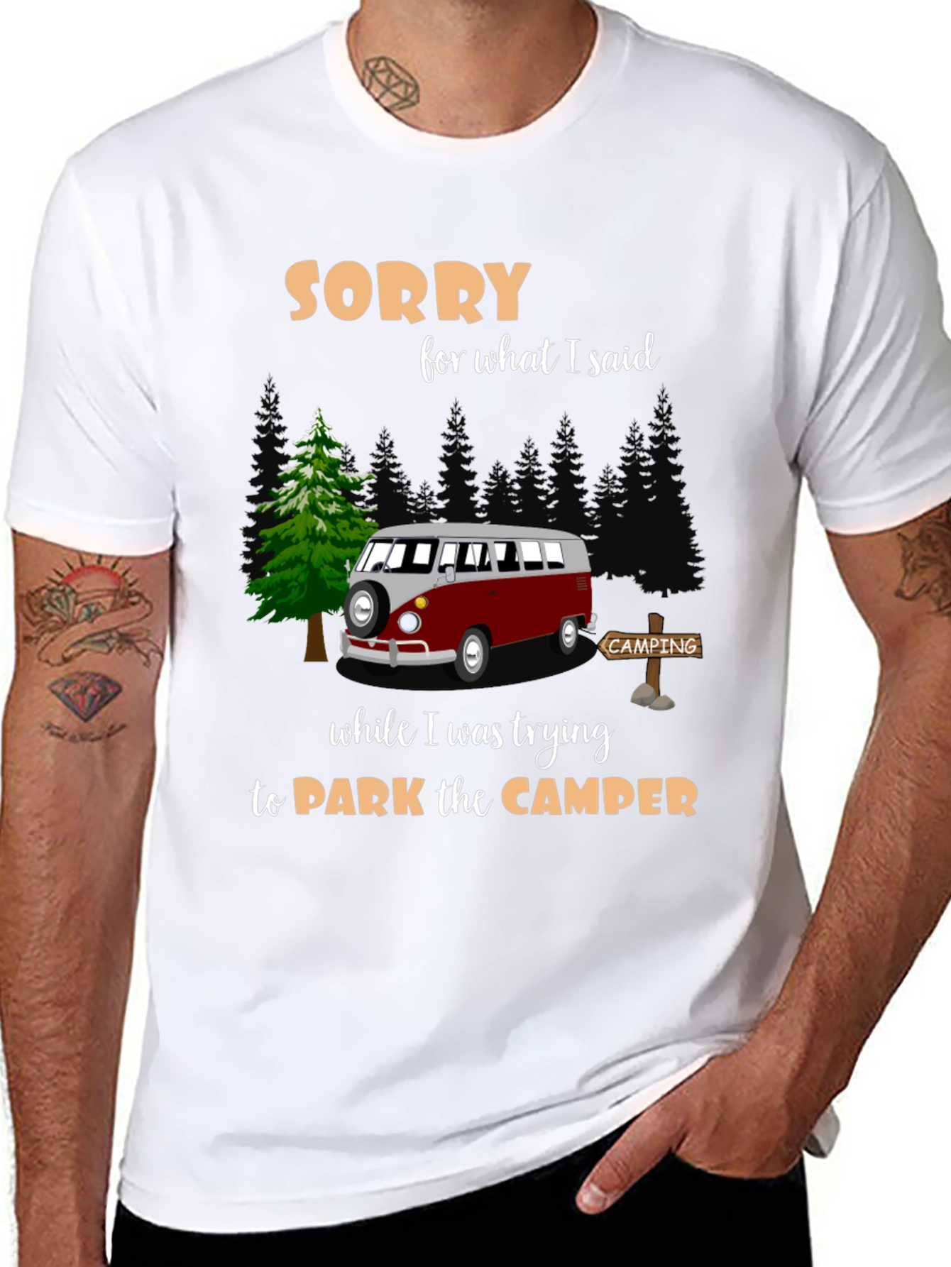 Sorry Camping Camper Graphic T-Shirt