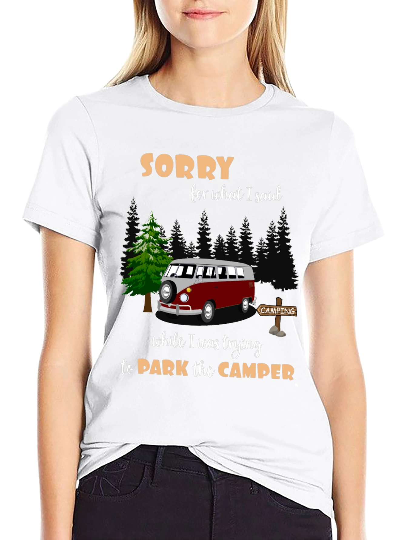 Sorry Camping Camper Graphic T-Shirt