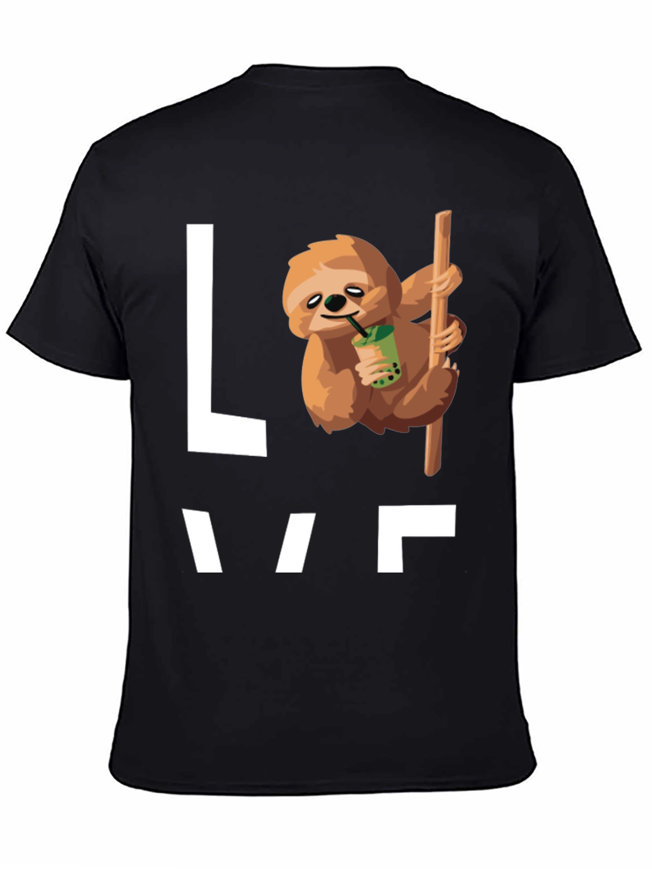 Sloth Bubble Tea Graphic T-Shirt - Mens Black Tee