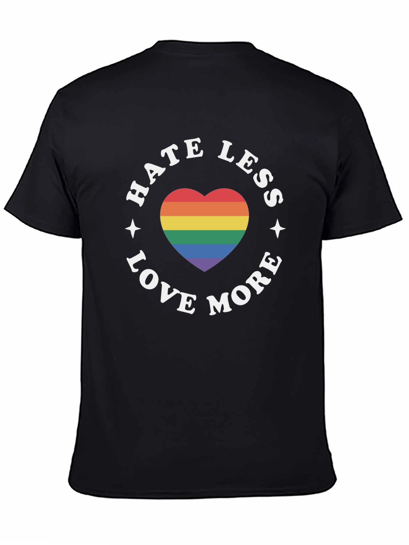 Hate Less Love More Rainbow Heart T-Shirt