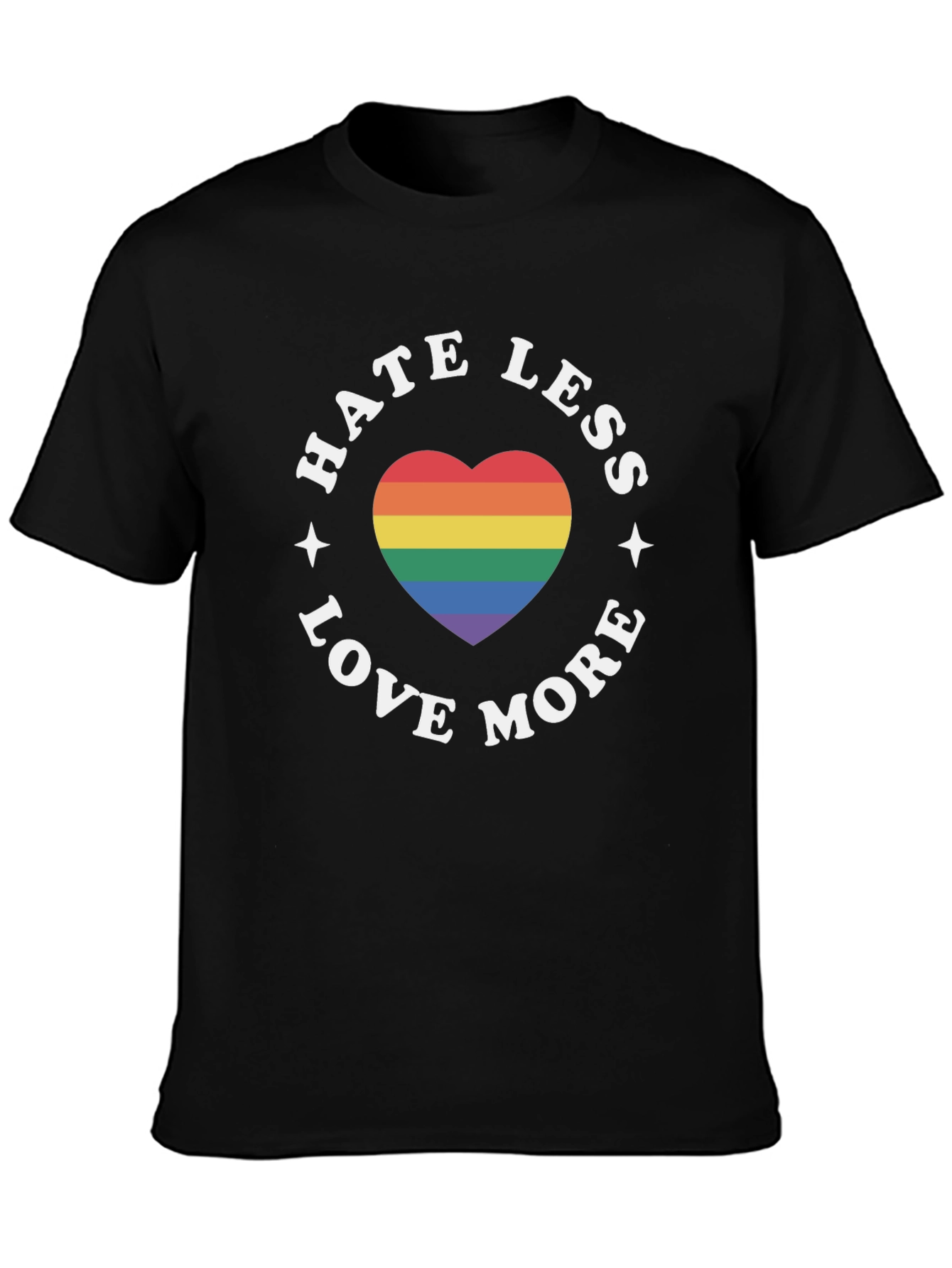 Hate Less Love More Rainbow Heart T-Shirt