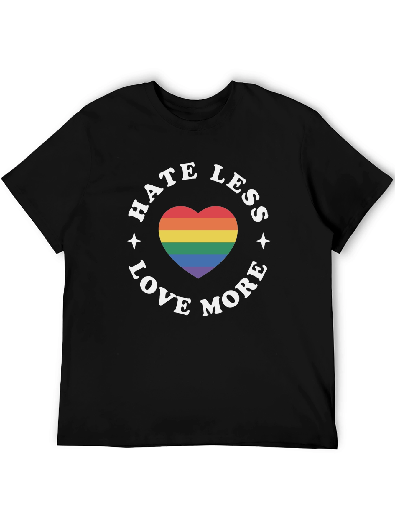 Hate Less Love More Rainbow Heart T-Shirt
