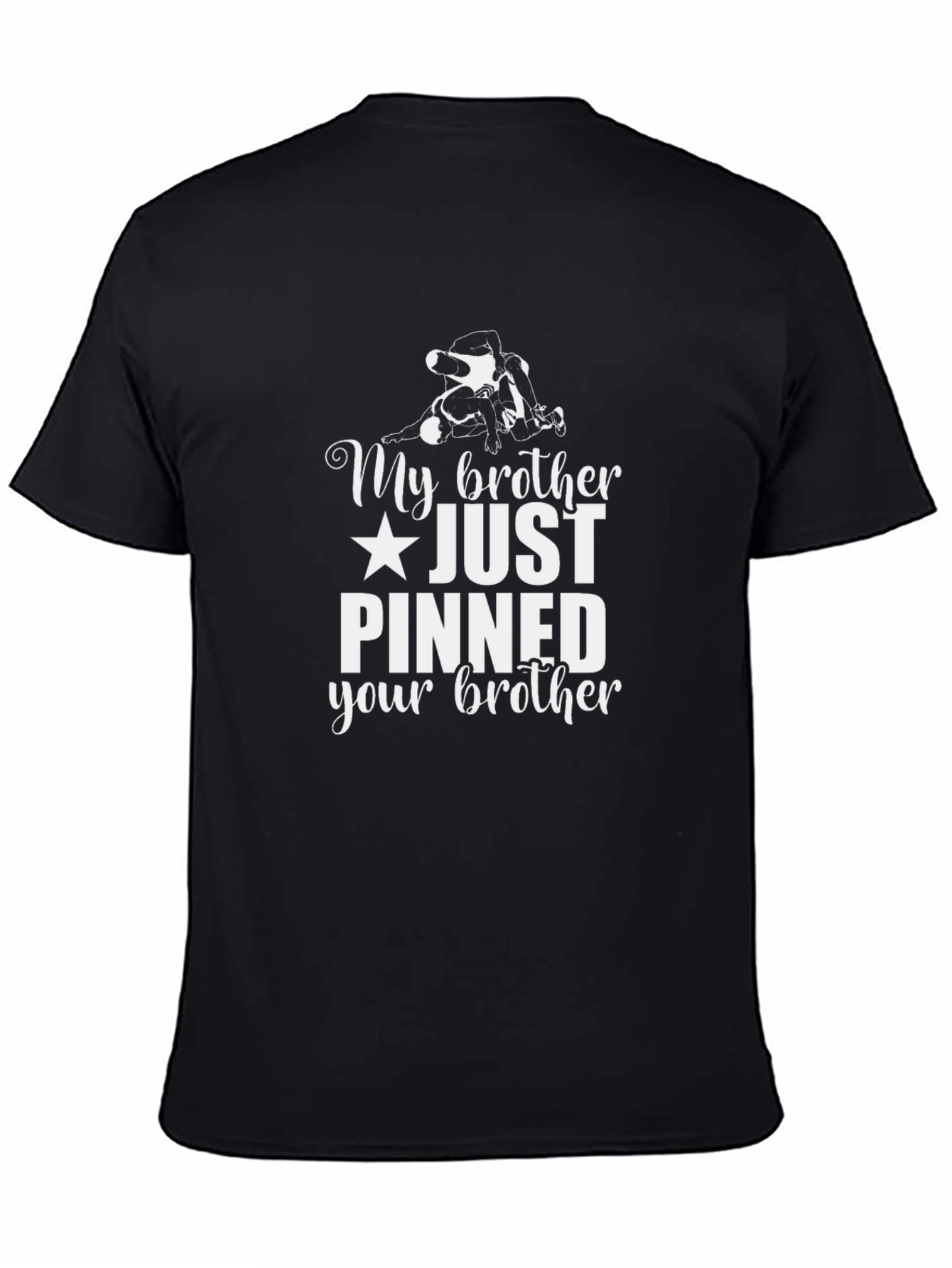 Wrestling Brother Black Graphic T-Shirt
