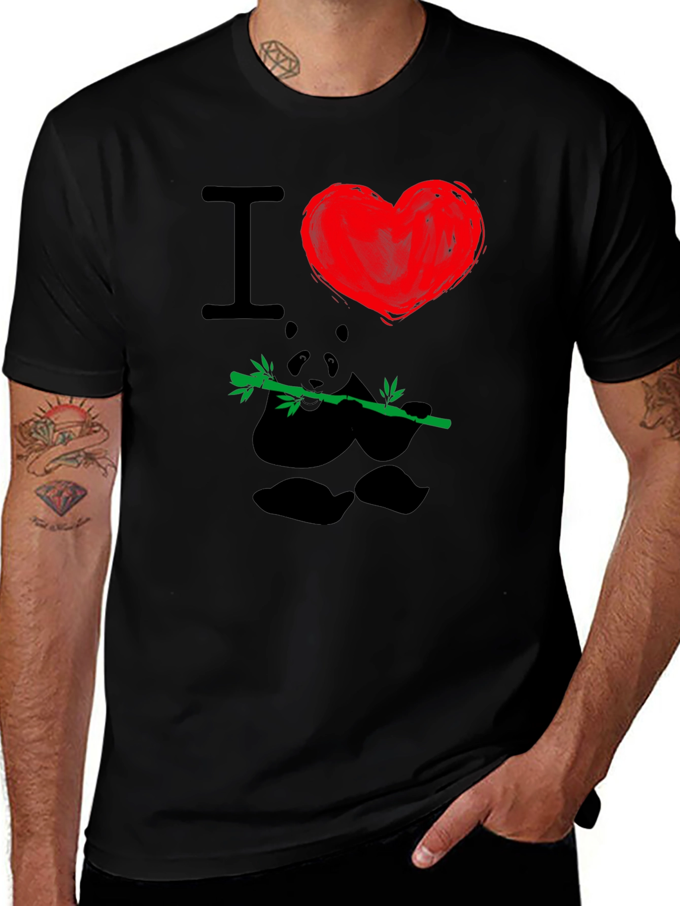 I Heart Pandas T-Shirt - Black