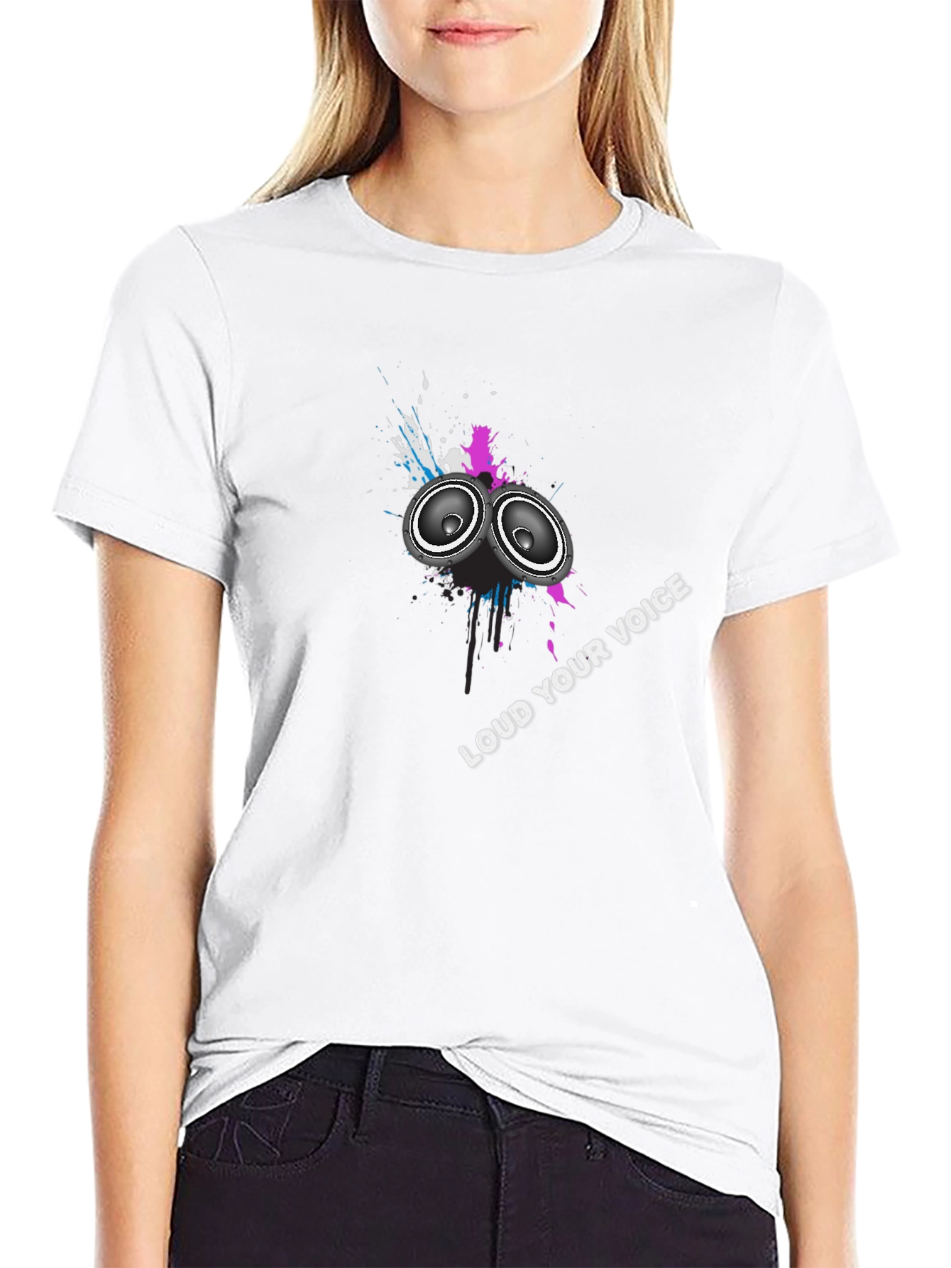 Loud Your Voice Graphic Black T-Shirt