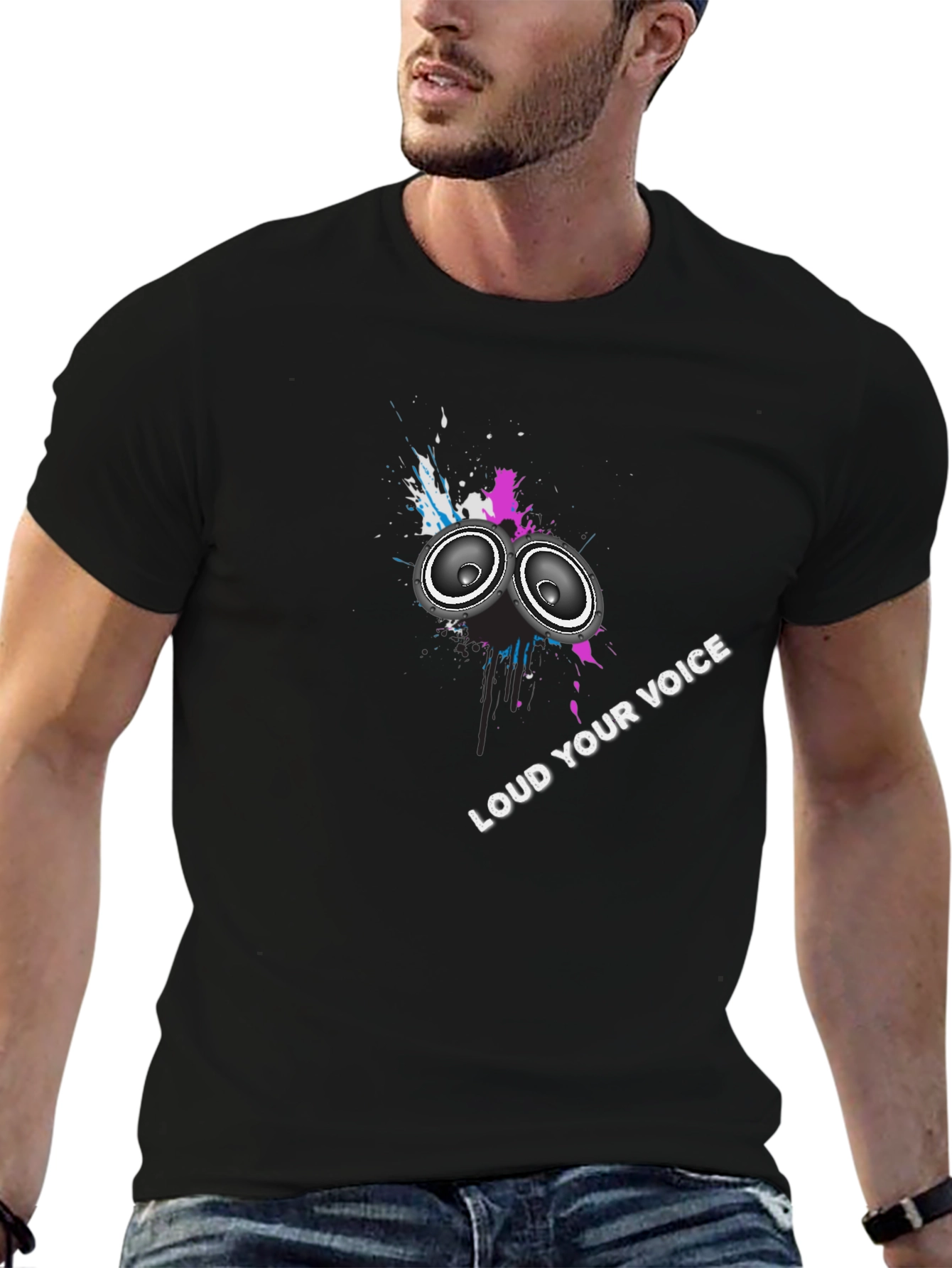 Loud Your Voice Graphic Black T-Shirt