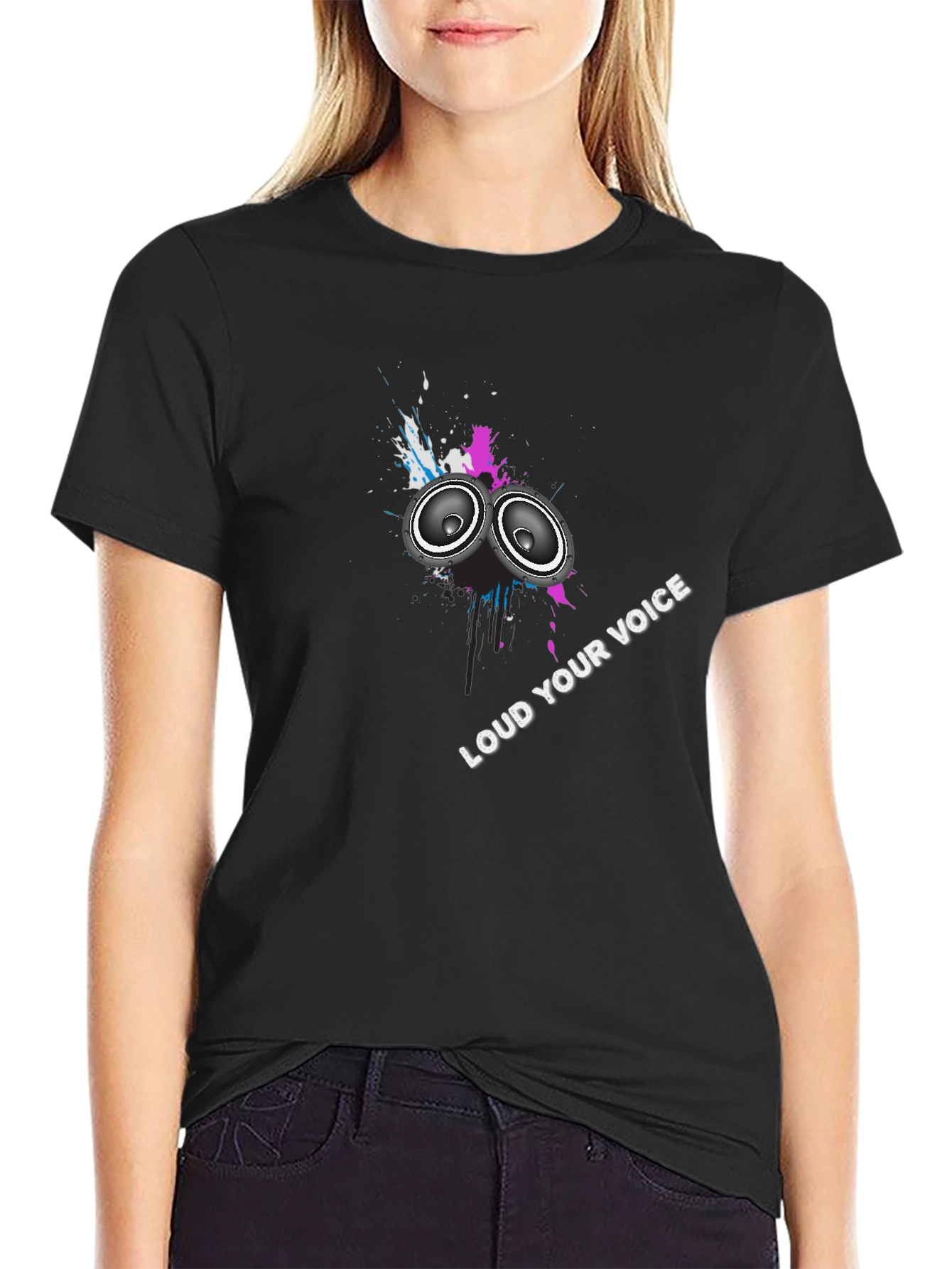 Loud Your Voice Graphic Black T-Shirt
