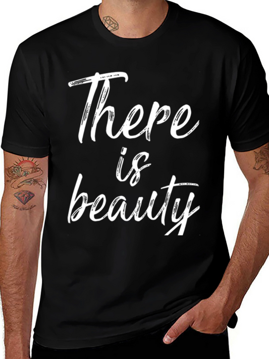 Beauty Slogan Black T-Shirt for Men
