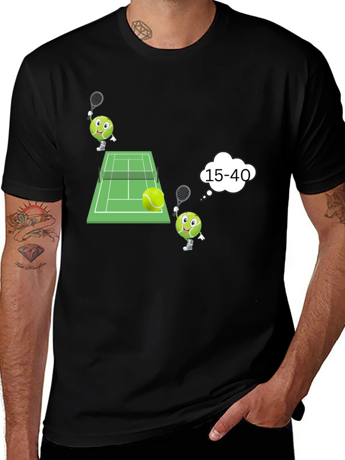 Tennis Cartoon Graphic T-Shirt