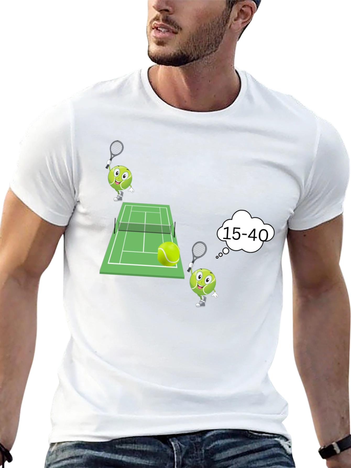 Tennis Cartoon Graphic T-Shirt