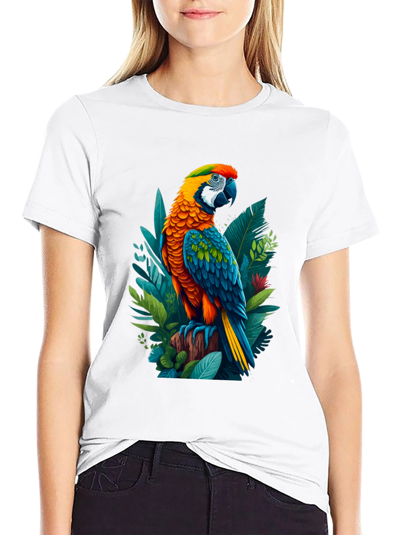 Tropical Parrot Graphic Tee - Bold & Vibrant Design