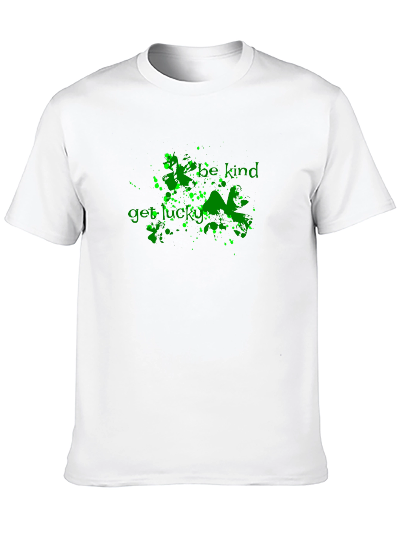 Be Kind Get Lucky Green Graphic Black T-Shirt
