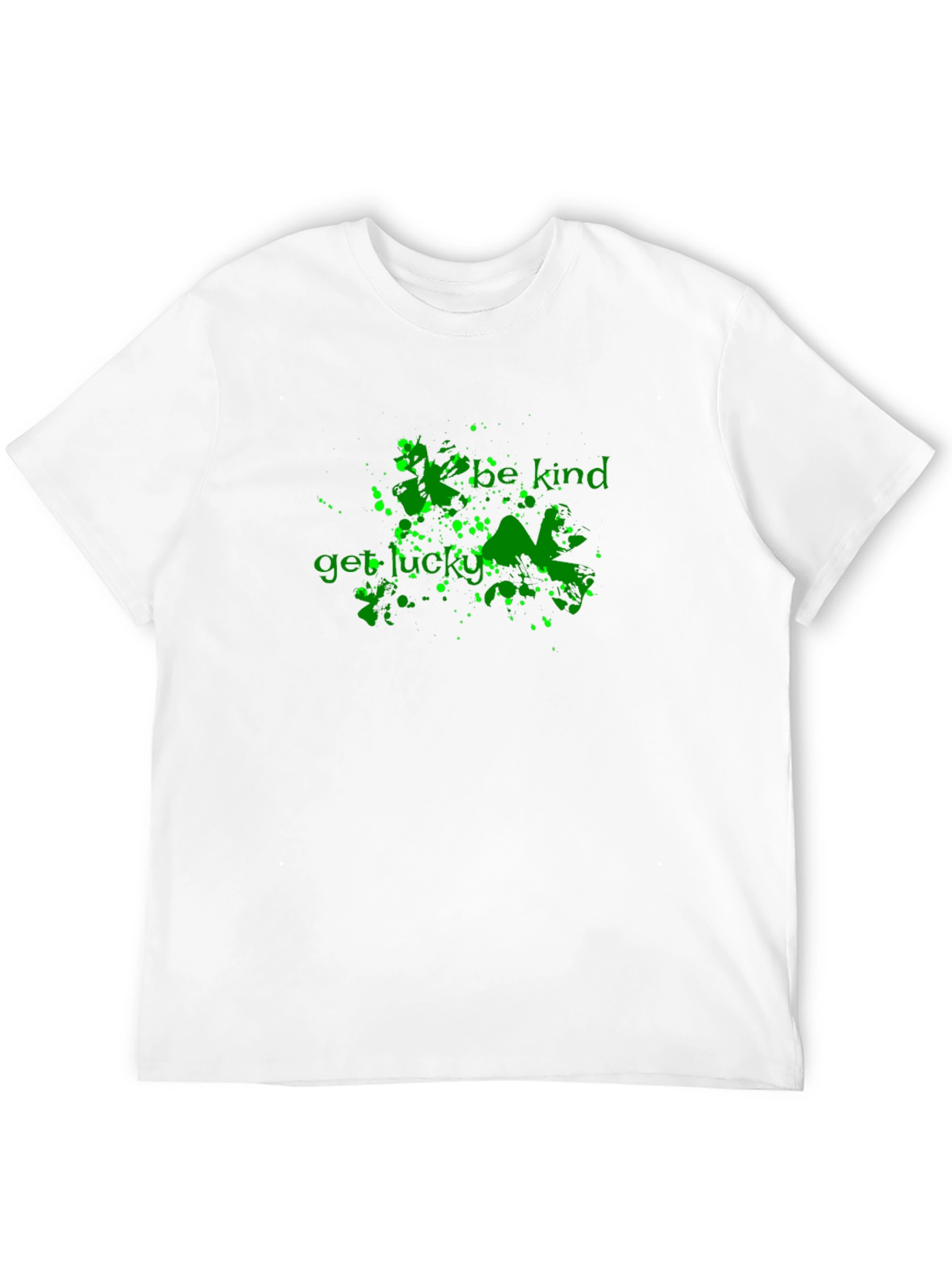 Be Kind Get Lucky Green Graphic Black T-Shirt