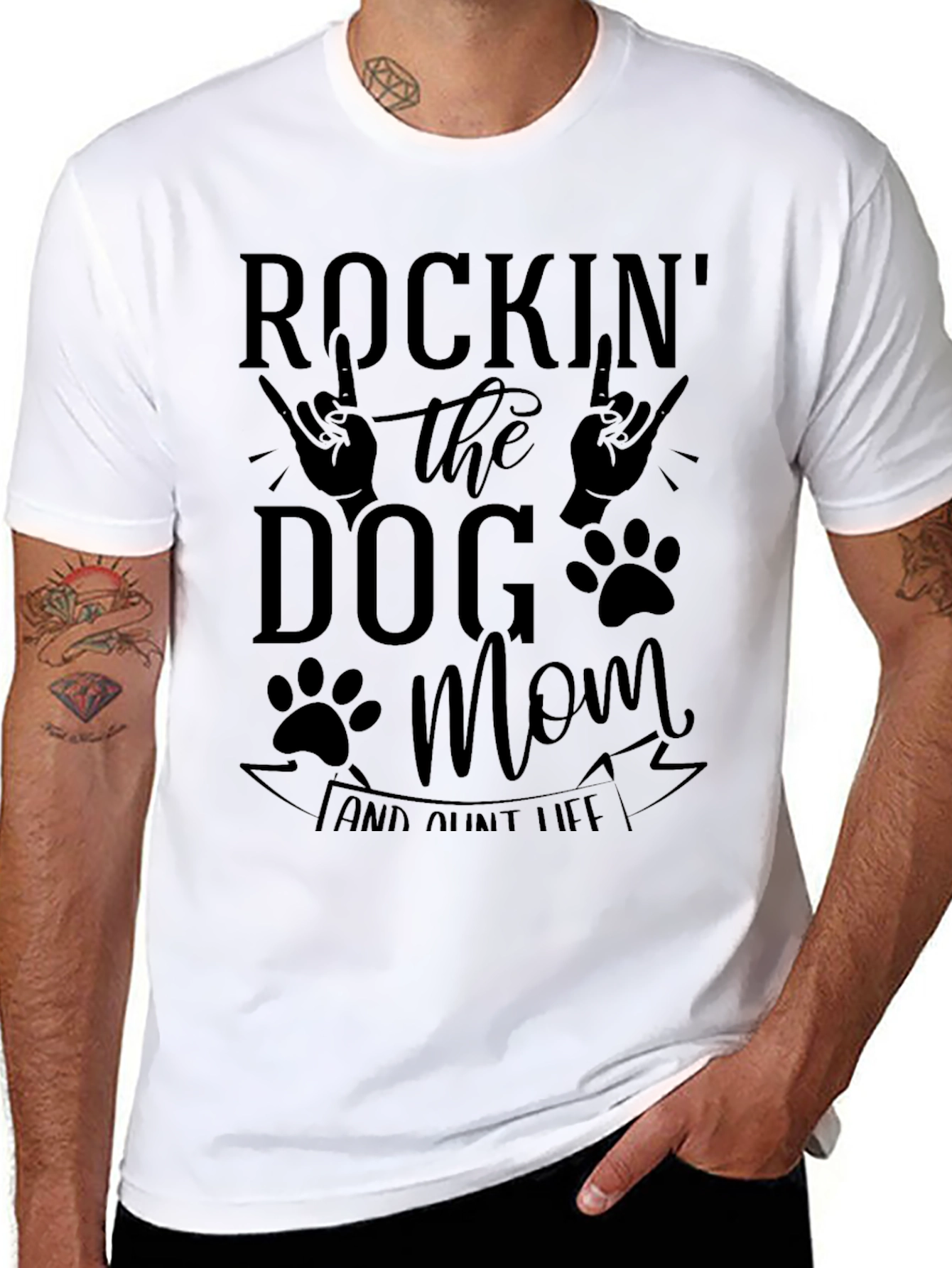 Rockin Dog Mom & Aunt Life Black Graphic T-Shirt