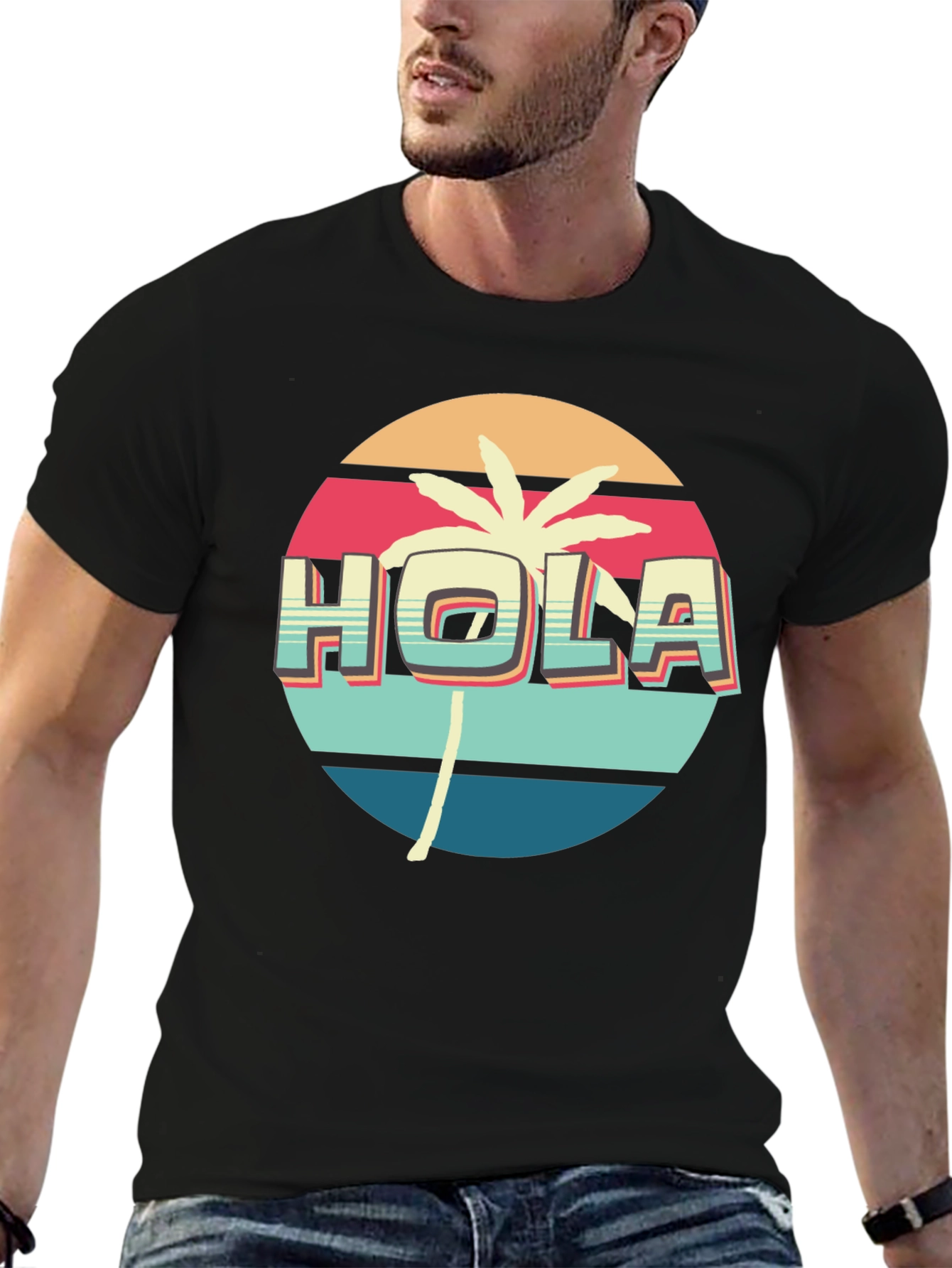 Retro Hola Palm Tree Graphic Tee