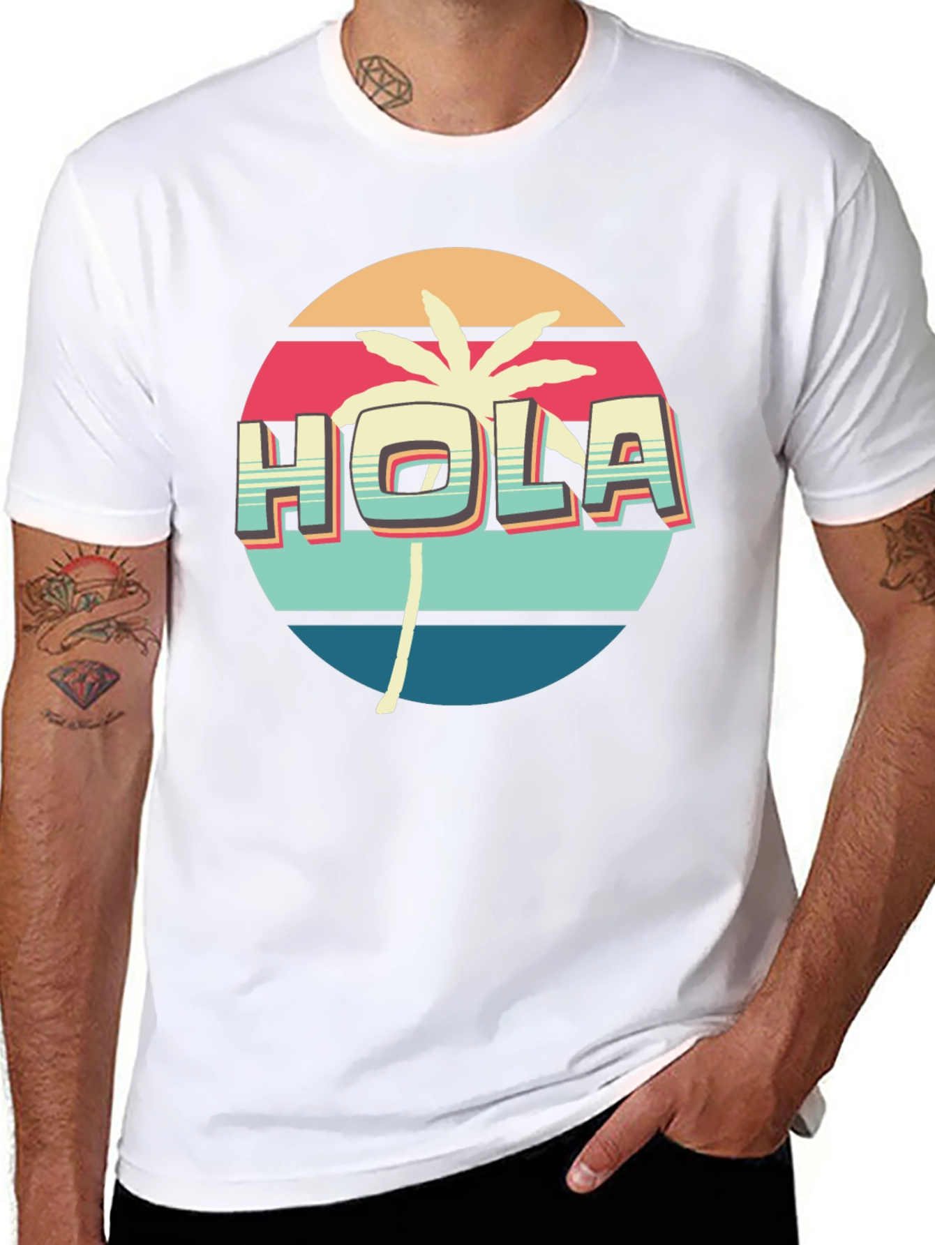 Retro Hola Palm Tree Graphic Tee