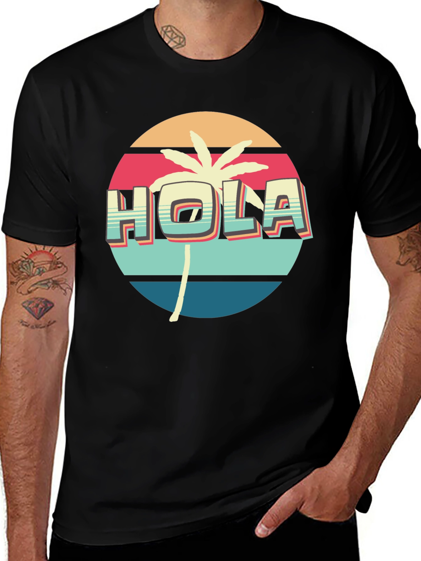 Retro Hola Palm Tree Graphic Tee