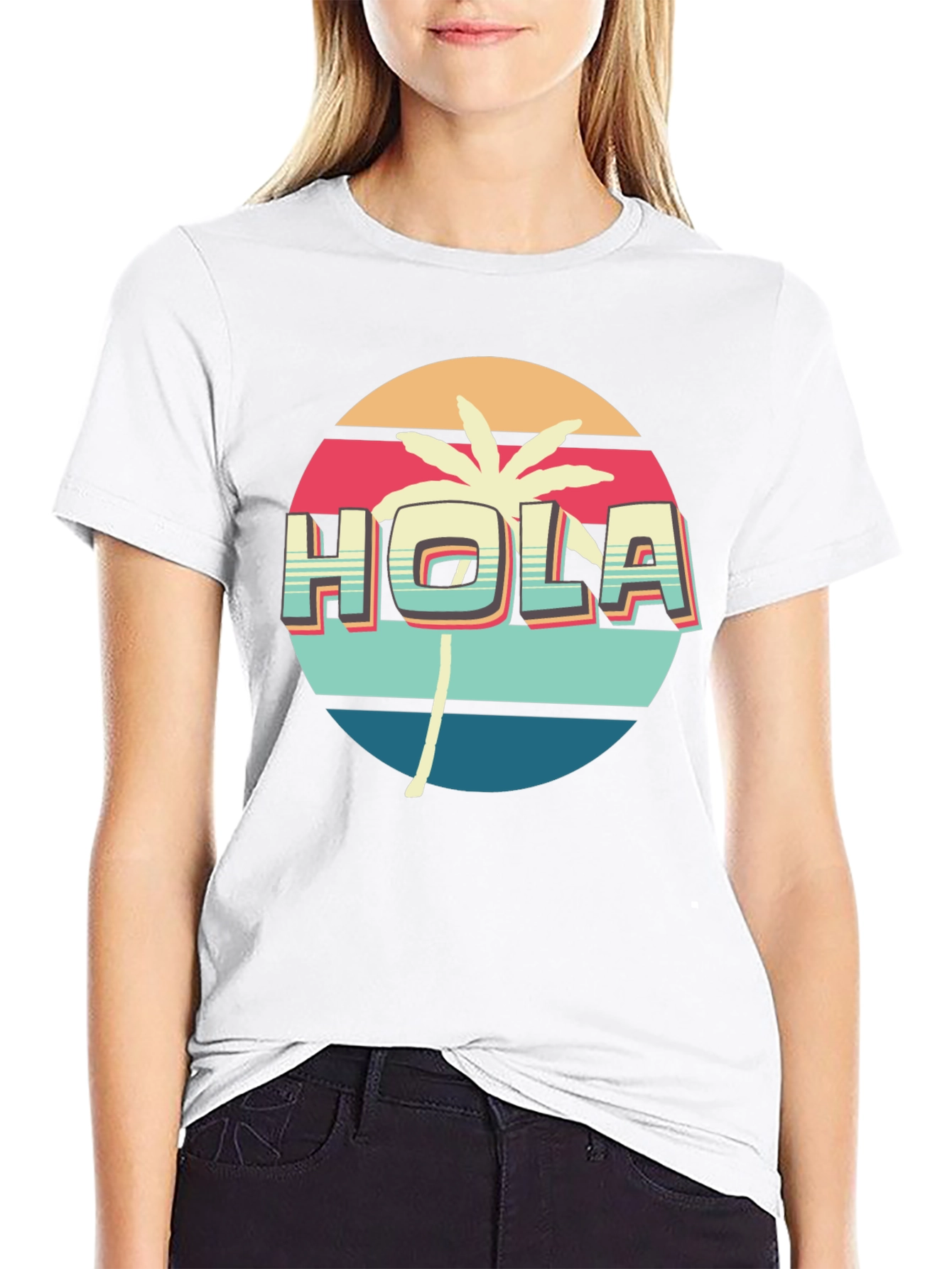 Retro Hola Palm Tree Graphic Tee