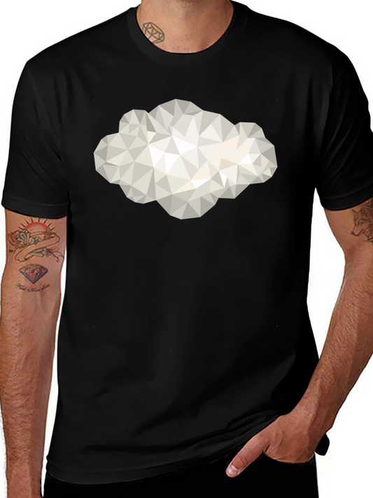 Geometric Cloud Graphic Tee - Modern Style