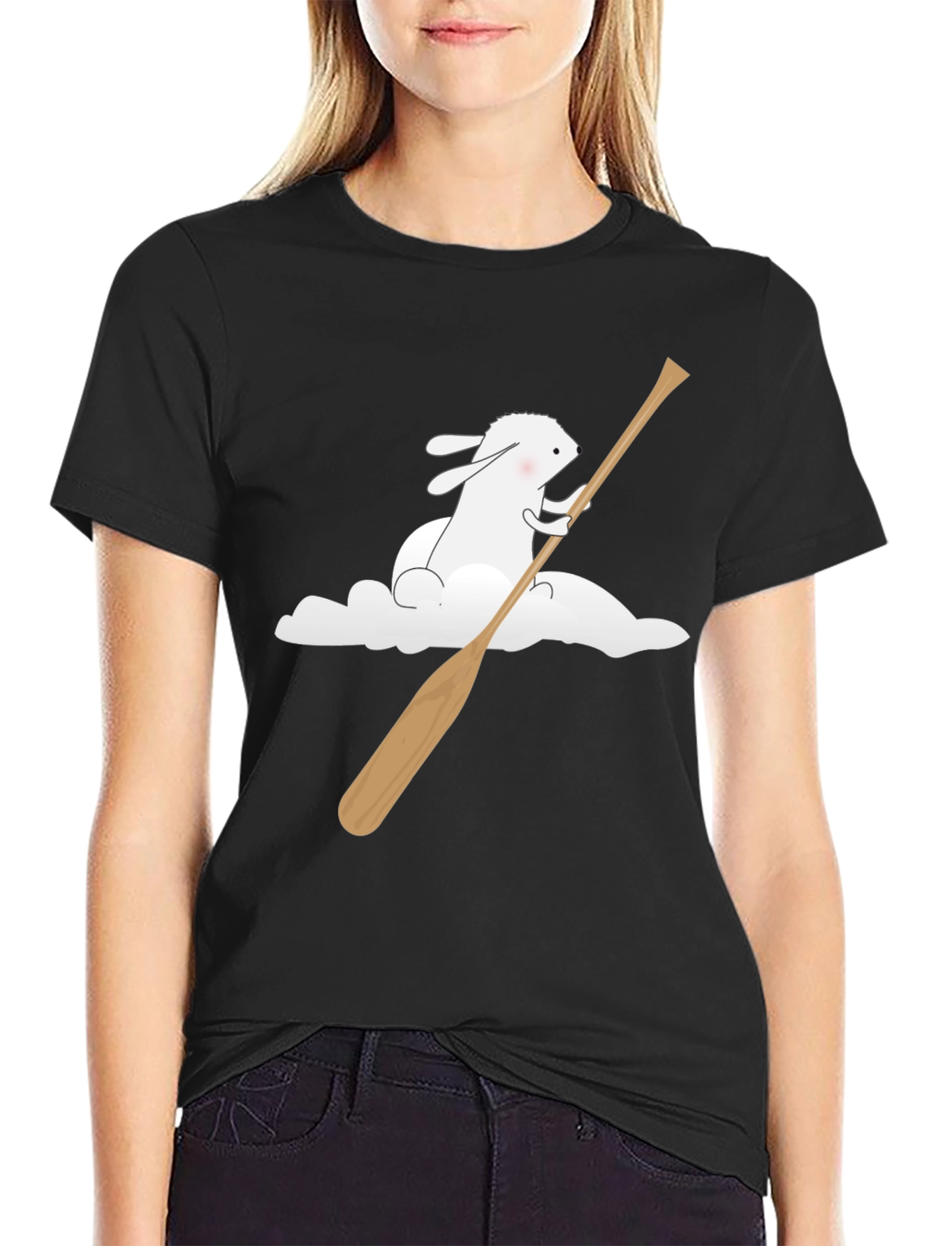 Bunny Cloud Canoe T-Shirt - Black