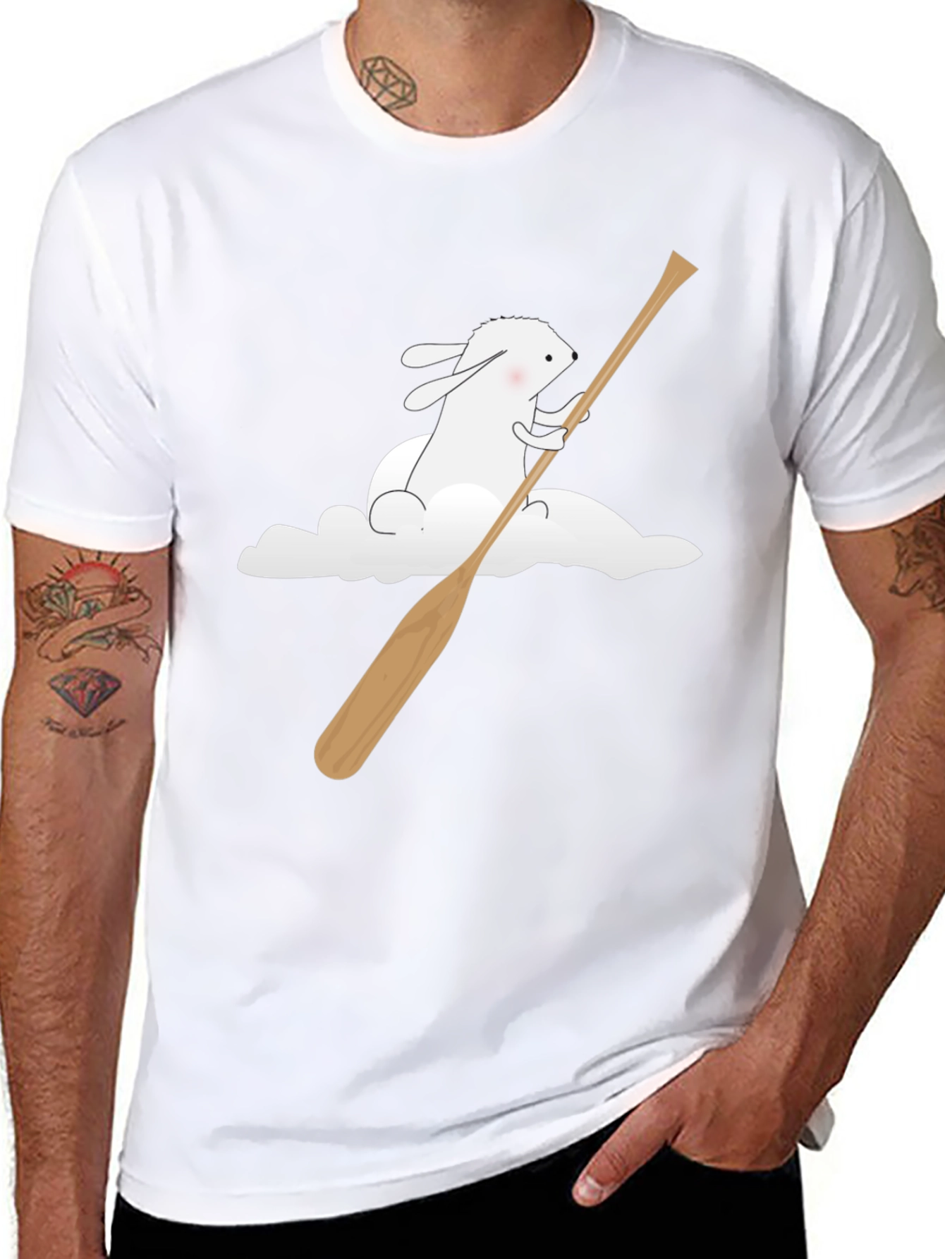 Bunny Cloud Canoe T-Shirt - Black