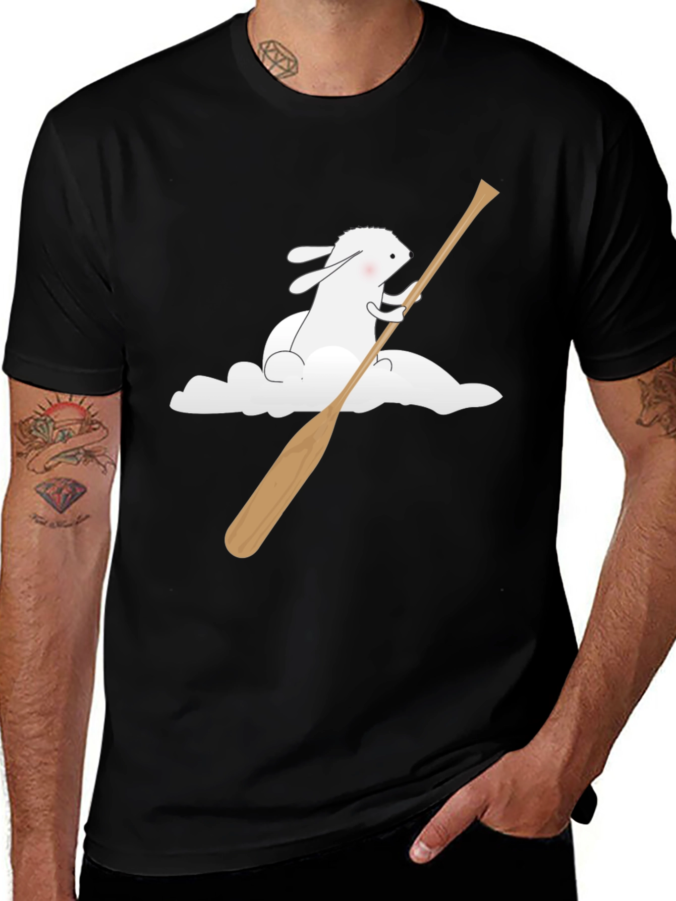 Bunny Cloud Canoe T-Shirt - Black