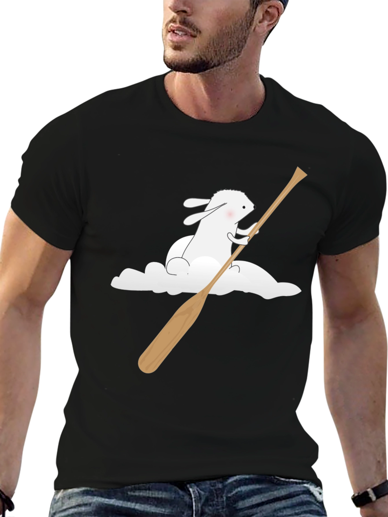Bunny Cloud Canoe T-Shirt - Black
