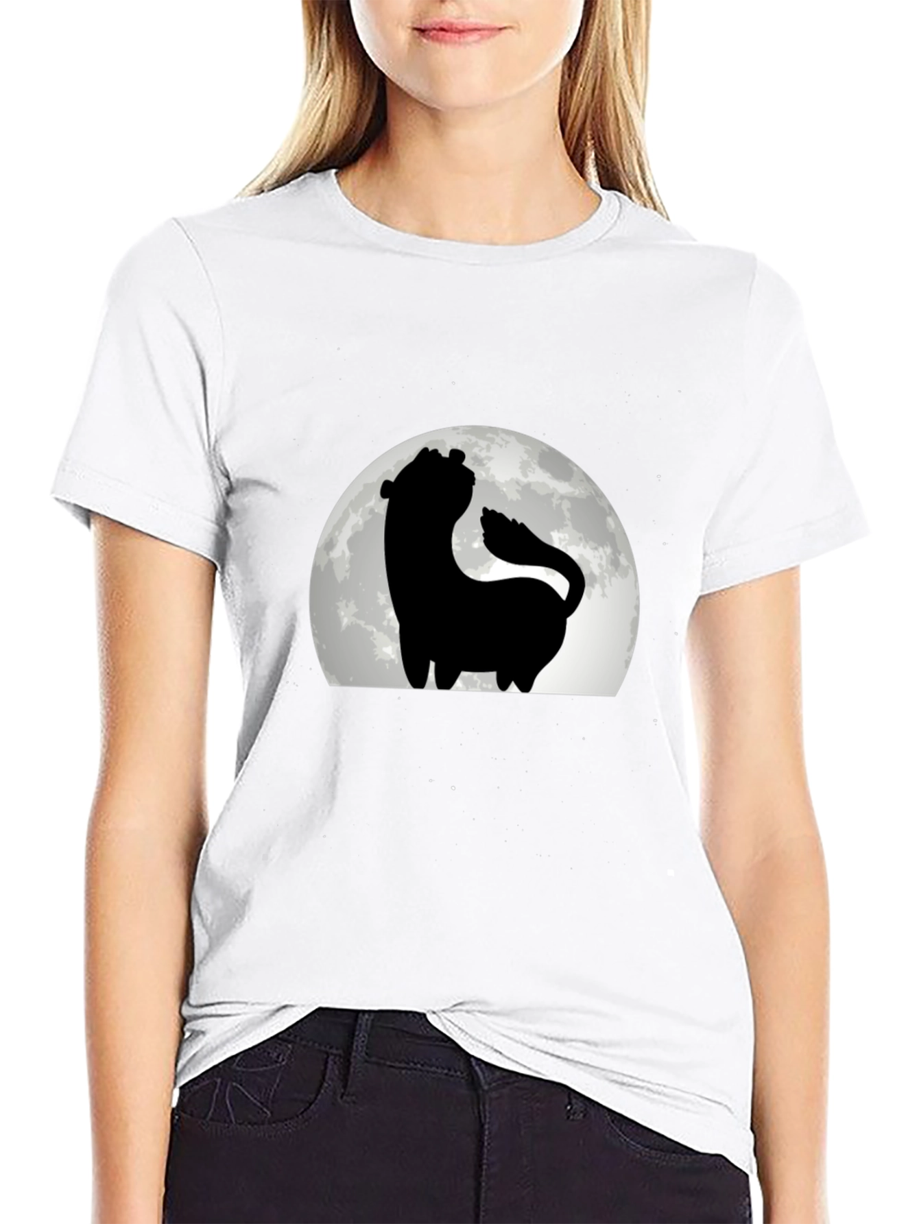 Silhouette Wolf Moon T-Shirt - Black