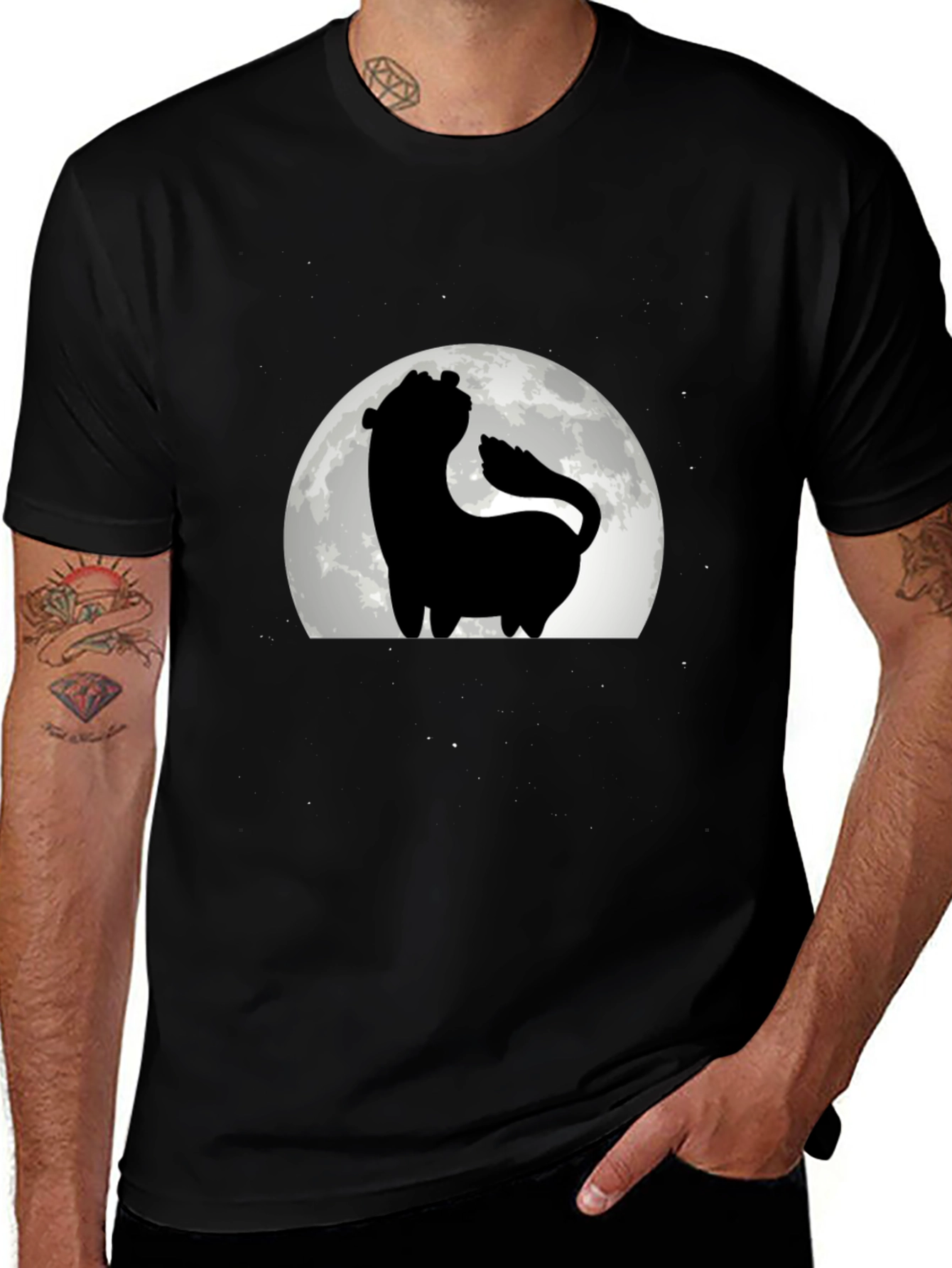 Silhouette Wolf Moon T-Shirt - Black