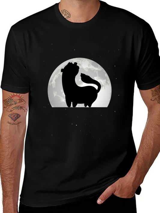 Silhouette Wolf Moon T-Shirt - Black